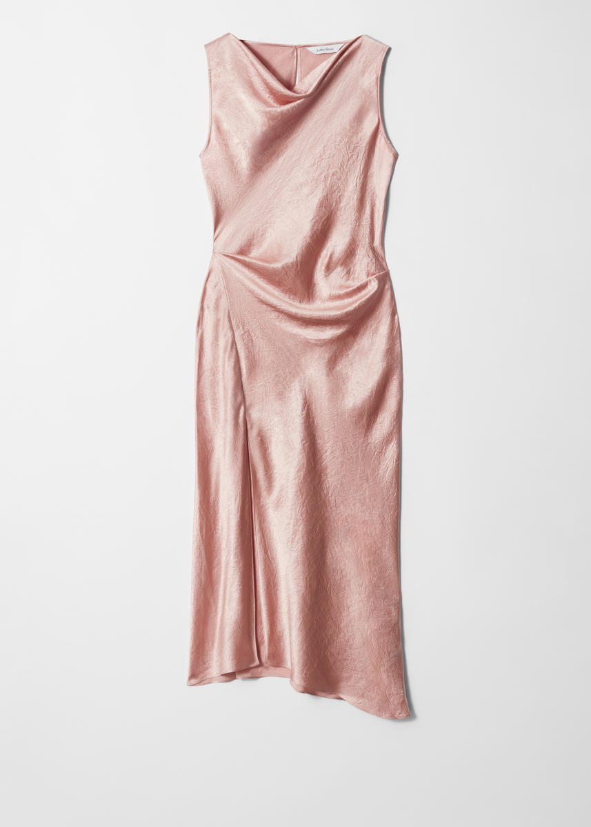 & Other Stories Draped Satin Midi Dress In Orange