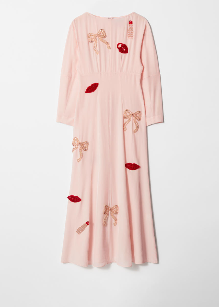 & Other Stories Bead-embroidery Maxi Dress In Orange