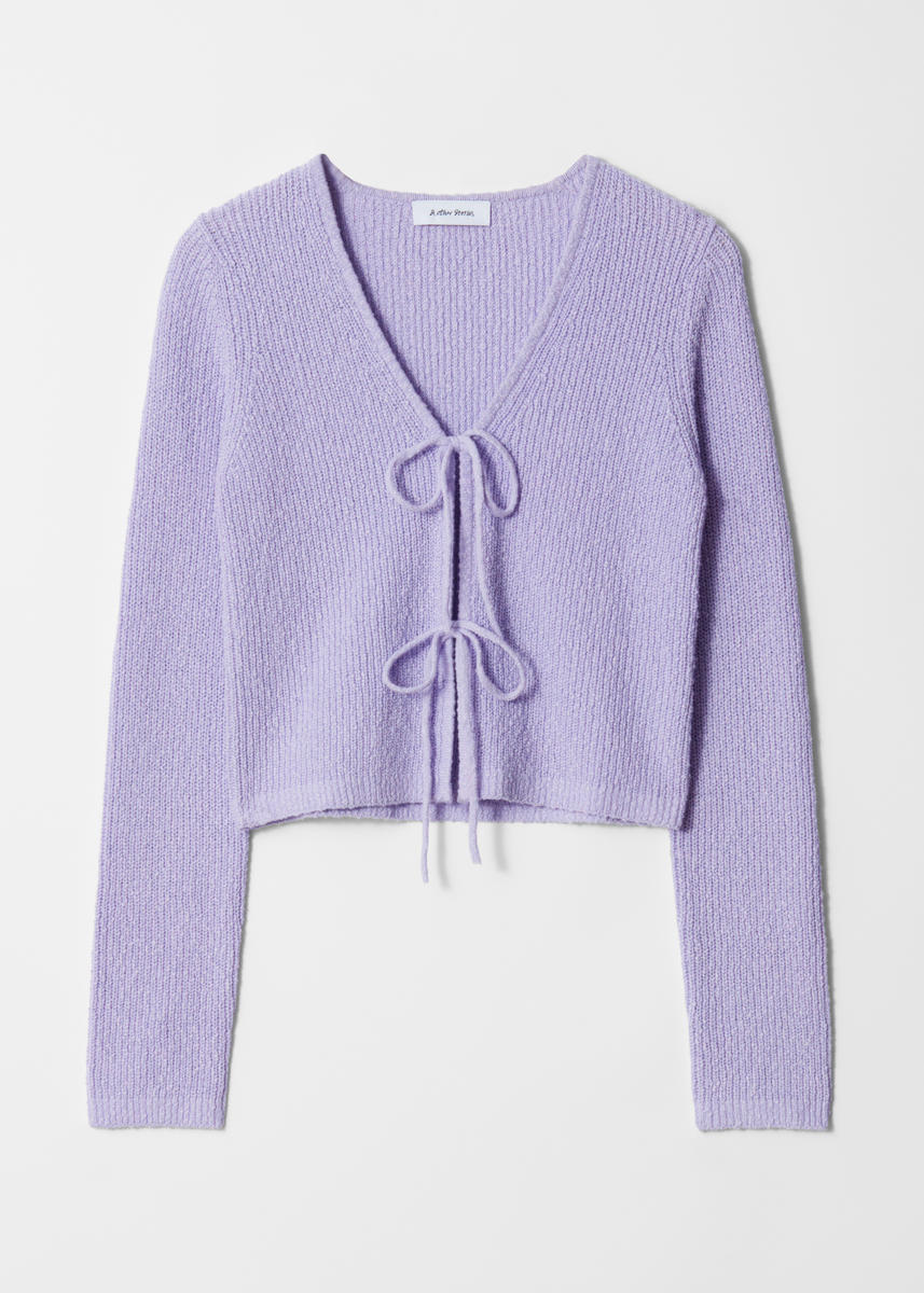 & Other Stories Textured Knit Cardigan With Tie Front In Purple