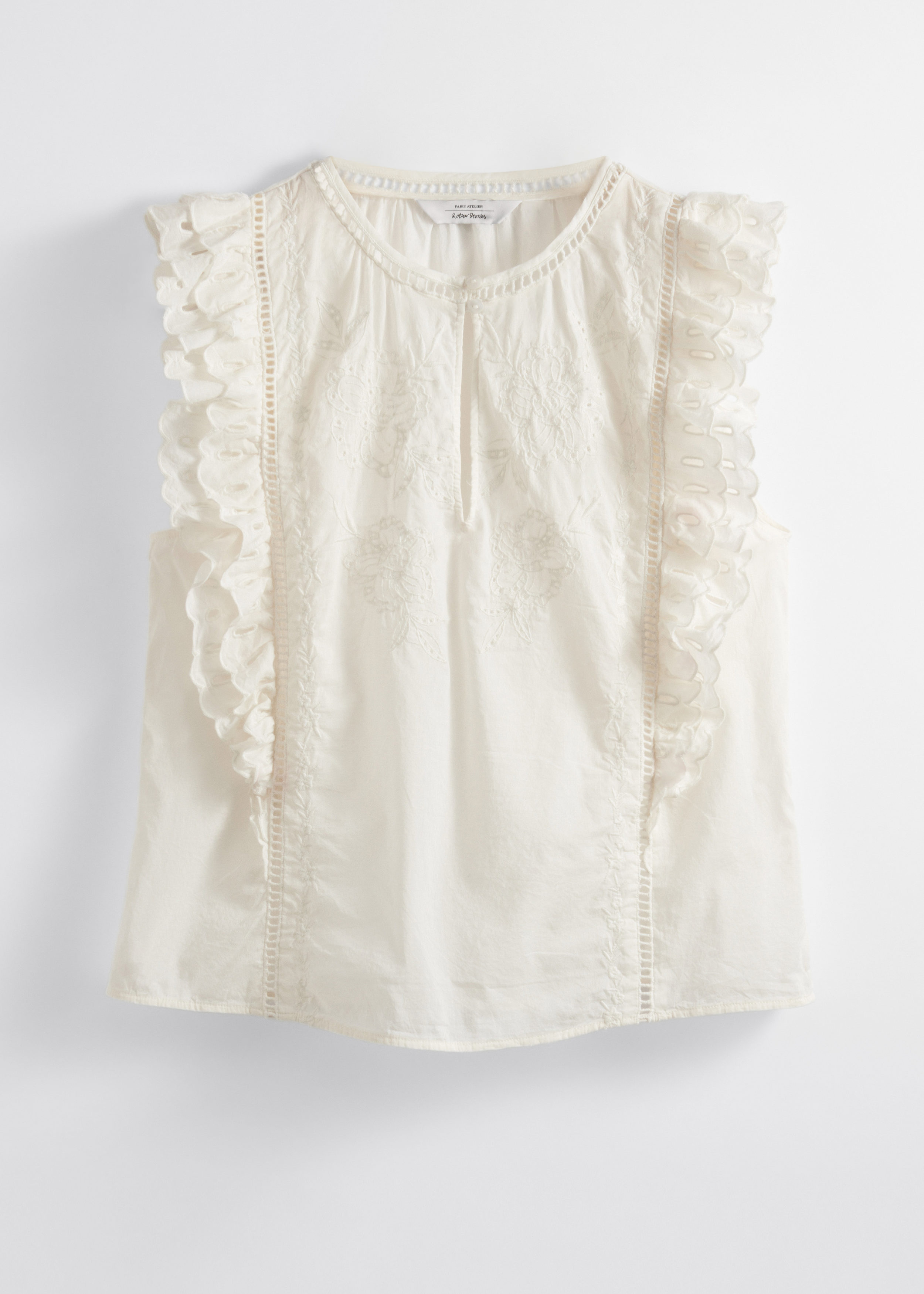 大人 可愛い 服  - Cream - Top Frill Embroidered Tops AD Stories Other & - トップス
