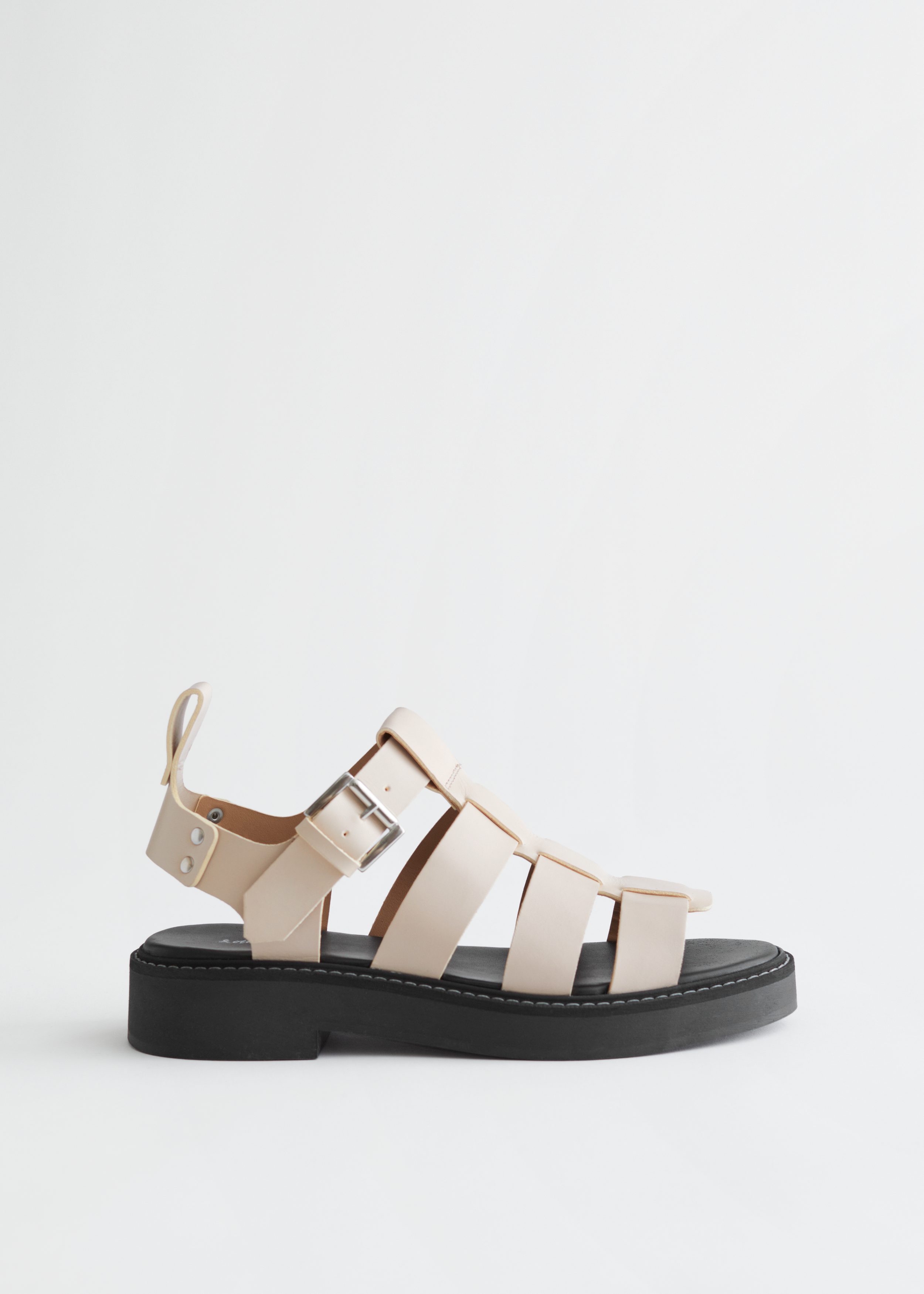 “& Other Stories” Chunky Leather Gladiator Sandals Black & OTHER STORIES Chunky Leather Gladiator Sandals in Black