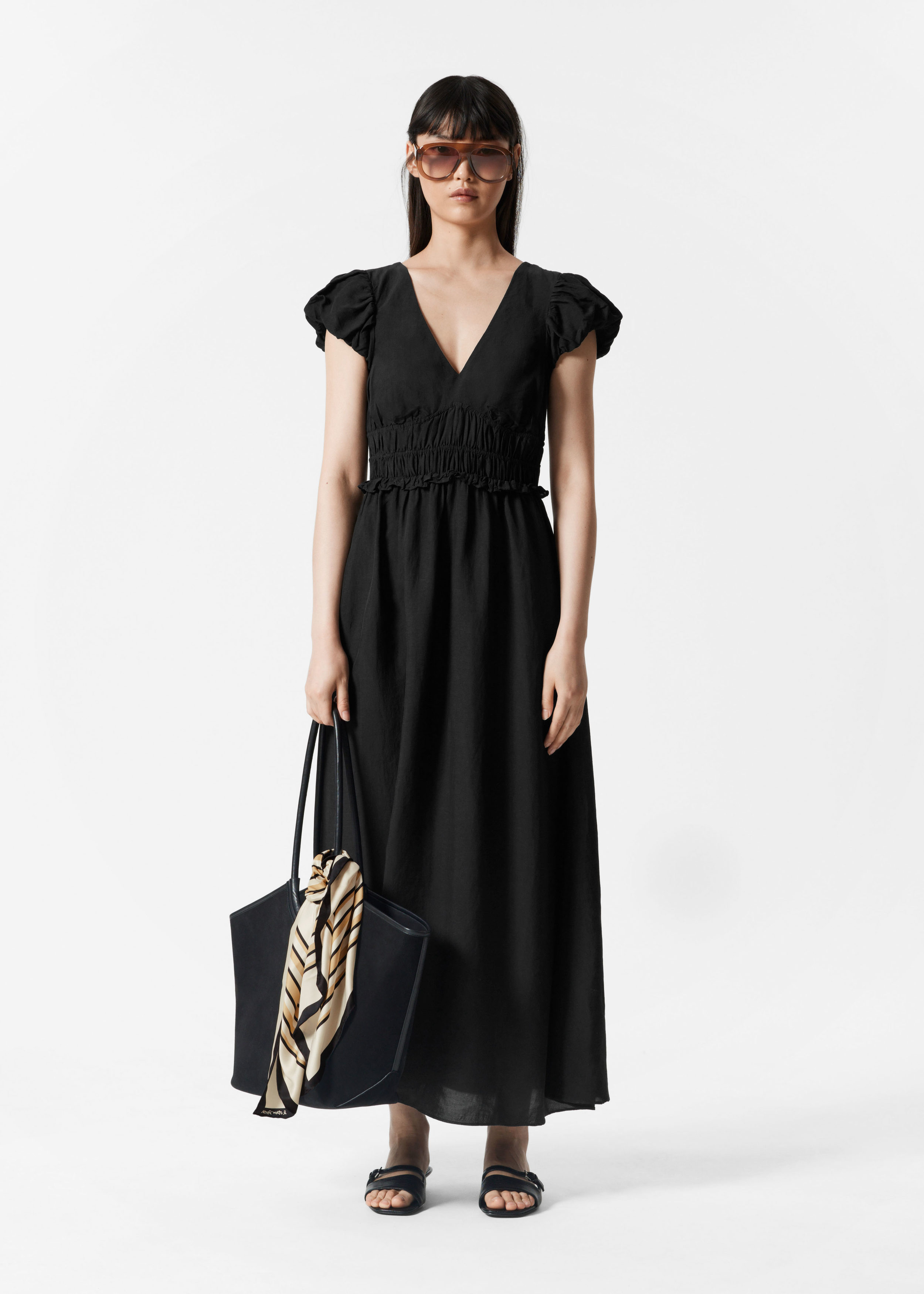 Robe midi à manches ballon