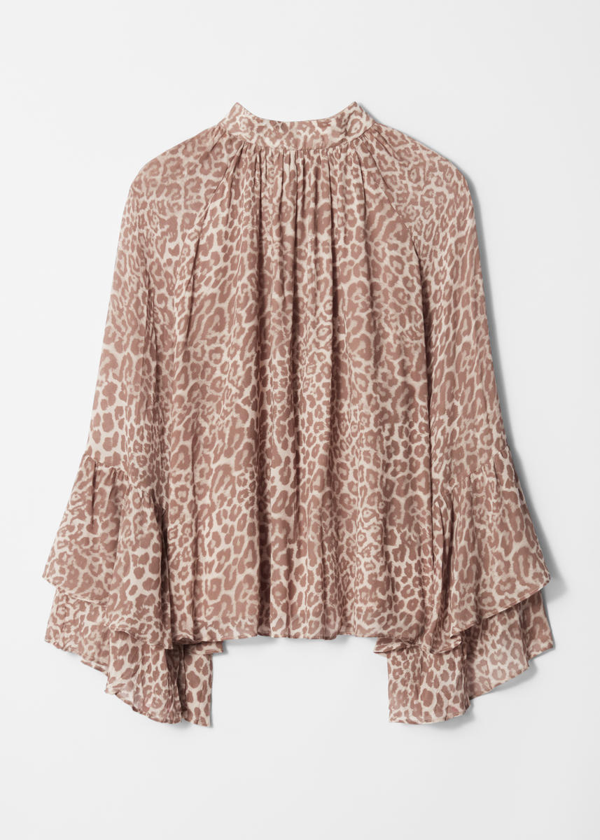 & Other Stories Flounced Stand-collar Blouse In Beige