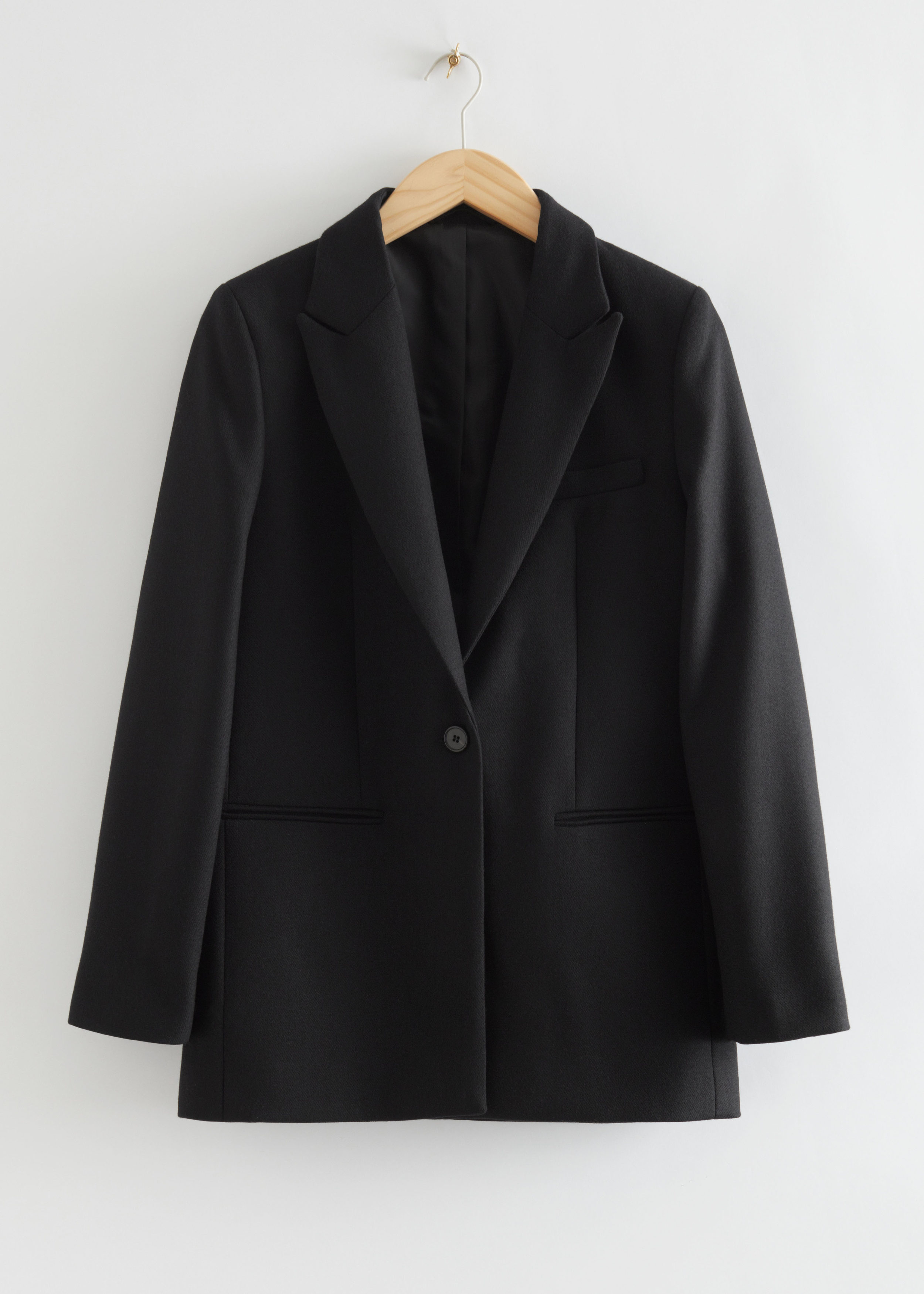 Single Breasted Wool Blazer Black Other Stories NL