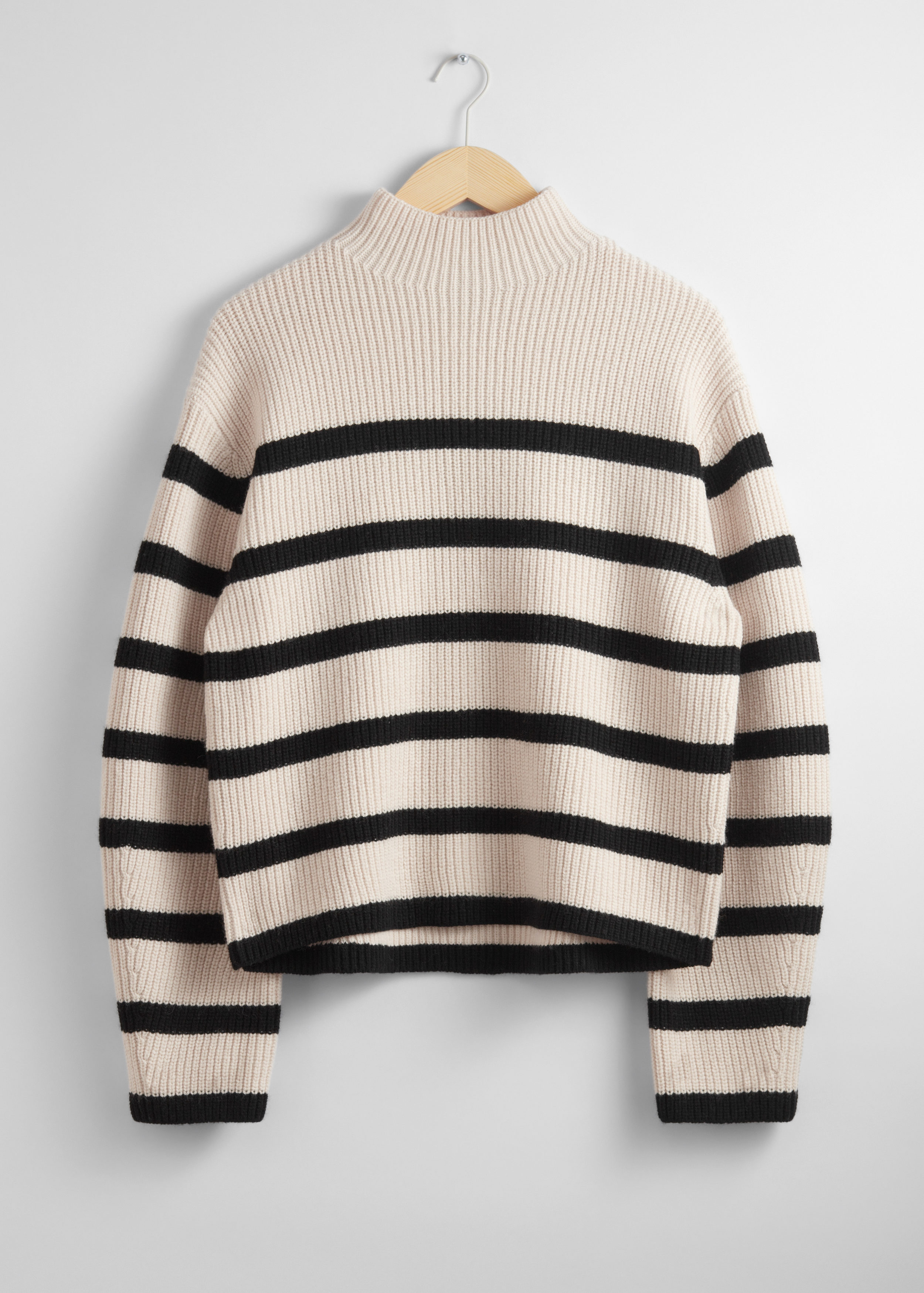 Mock Neck Merino Sweater Cream/Black Stripes Other Stories US