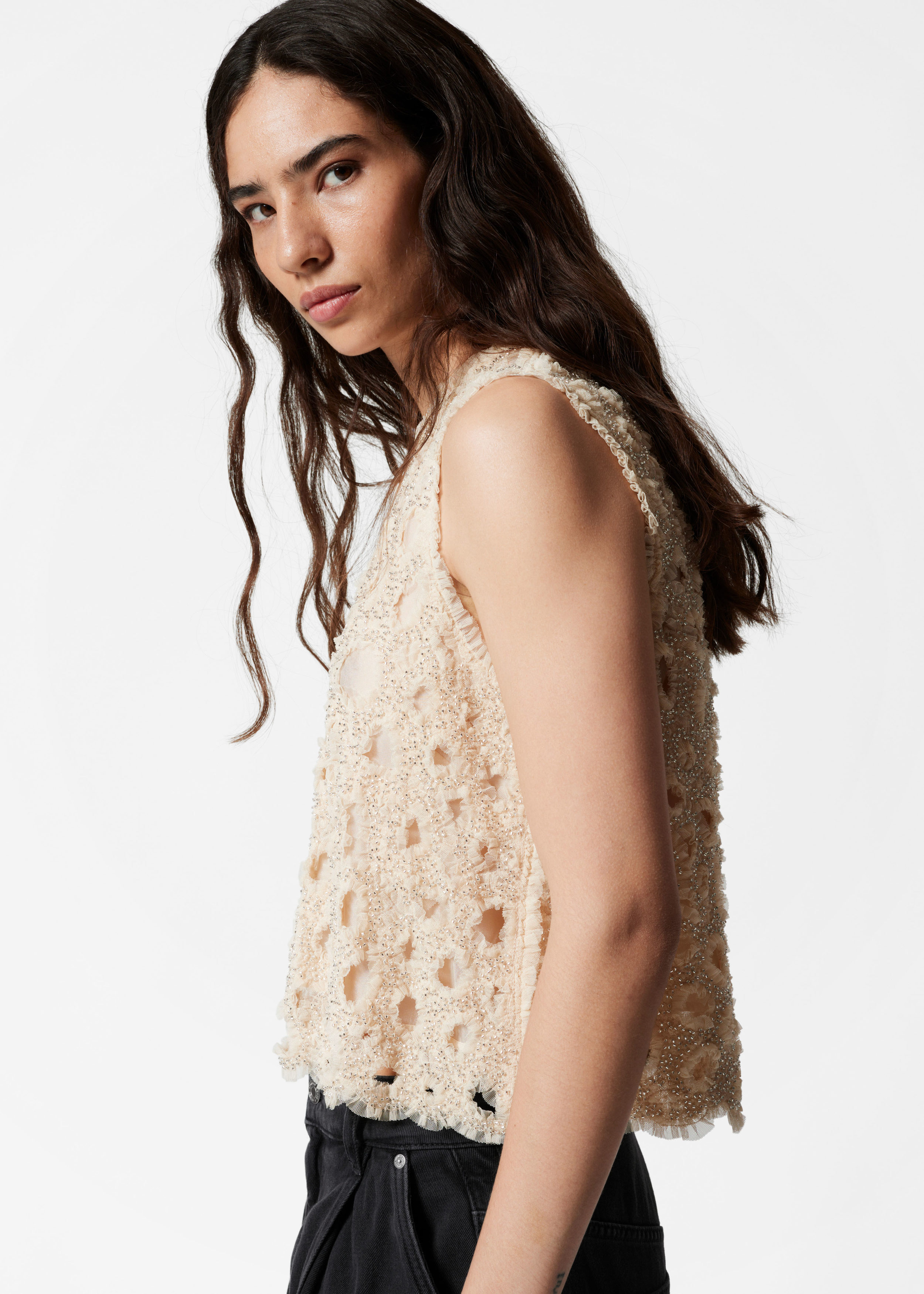 Current Mood Lace Cami Top With Tie Closures - White – Dolls