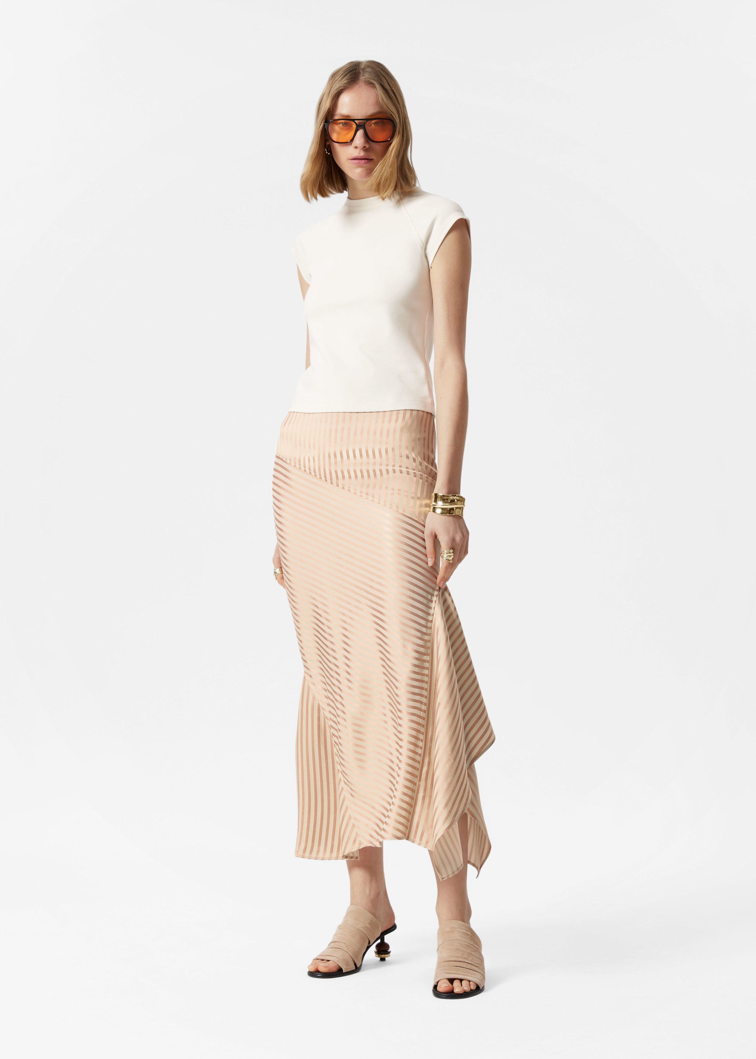 スカート P.A.R.O.S.H. Beige flounced midi skirt Flounced Pencil Midi Skirt - Beige/Pink - & Other Stories AD