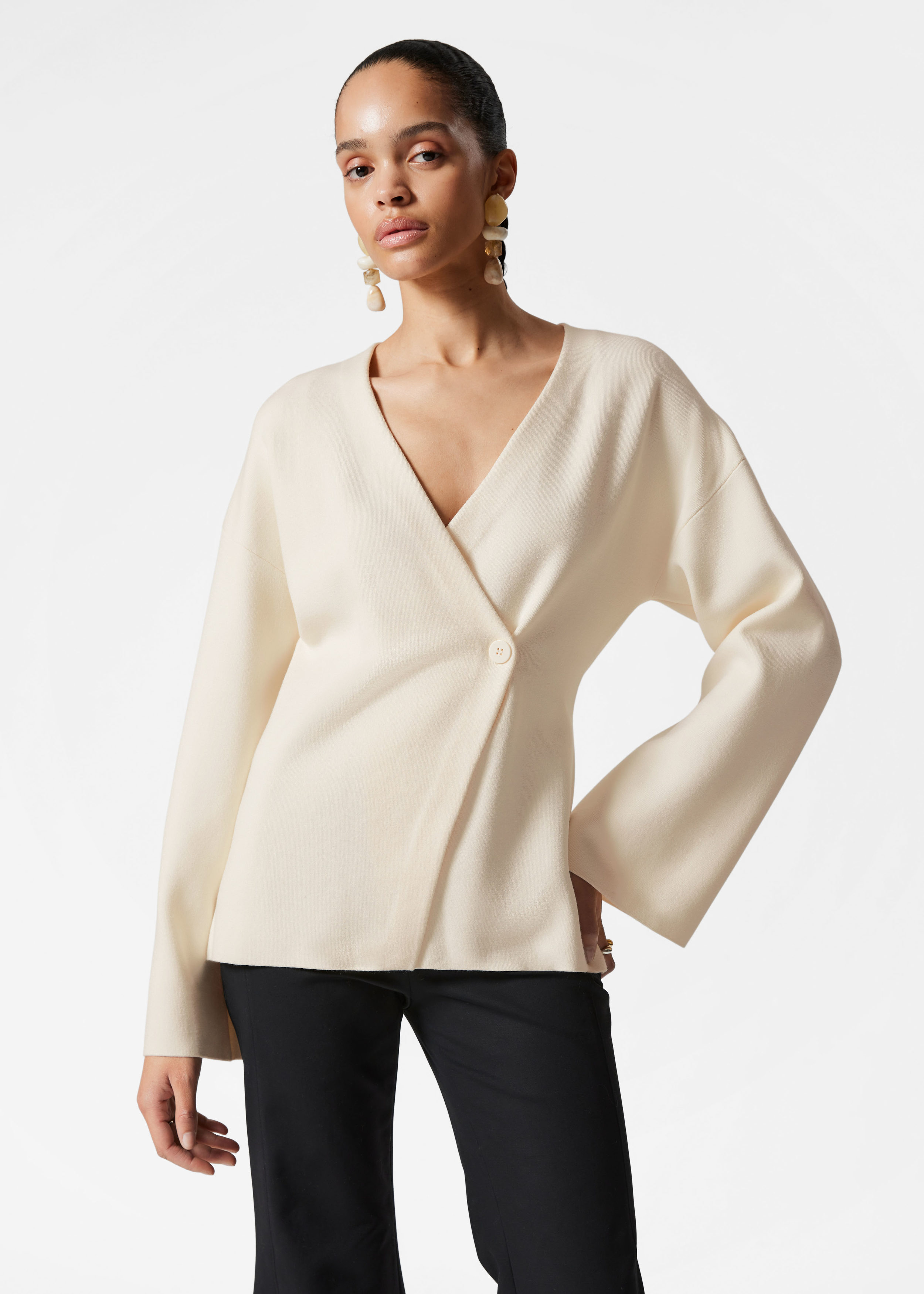 Asymmetric Cardigan - White - Cardigans - & Other Stories BE Asymmetric Cardigan - White - Cardigans - & Other Stories BE