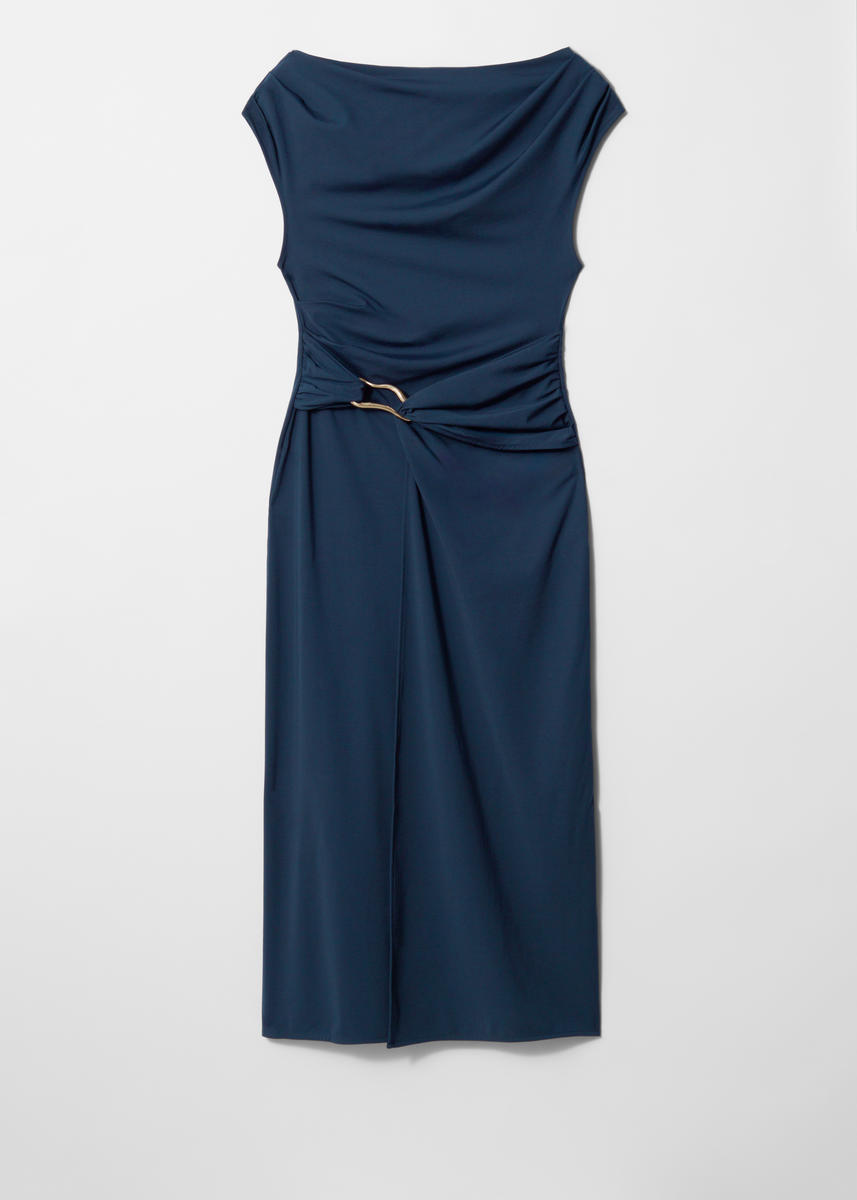 & Other Stories Draped Midi Dress In Blue