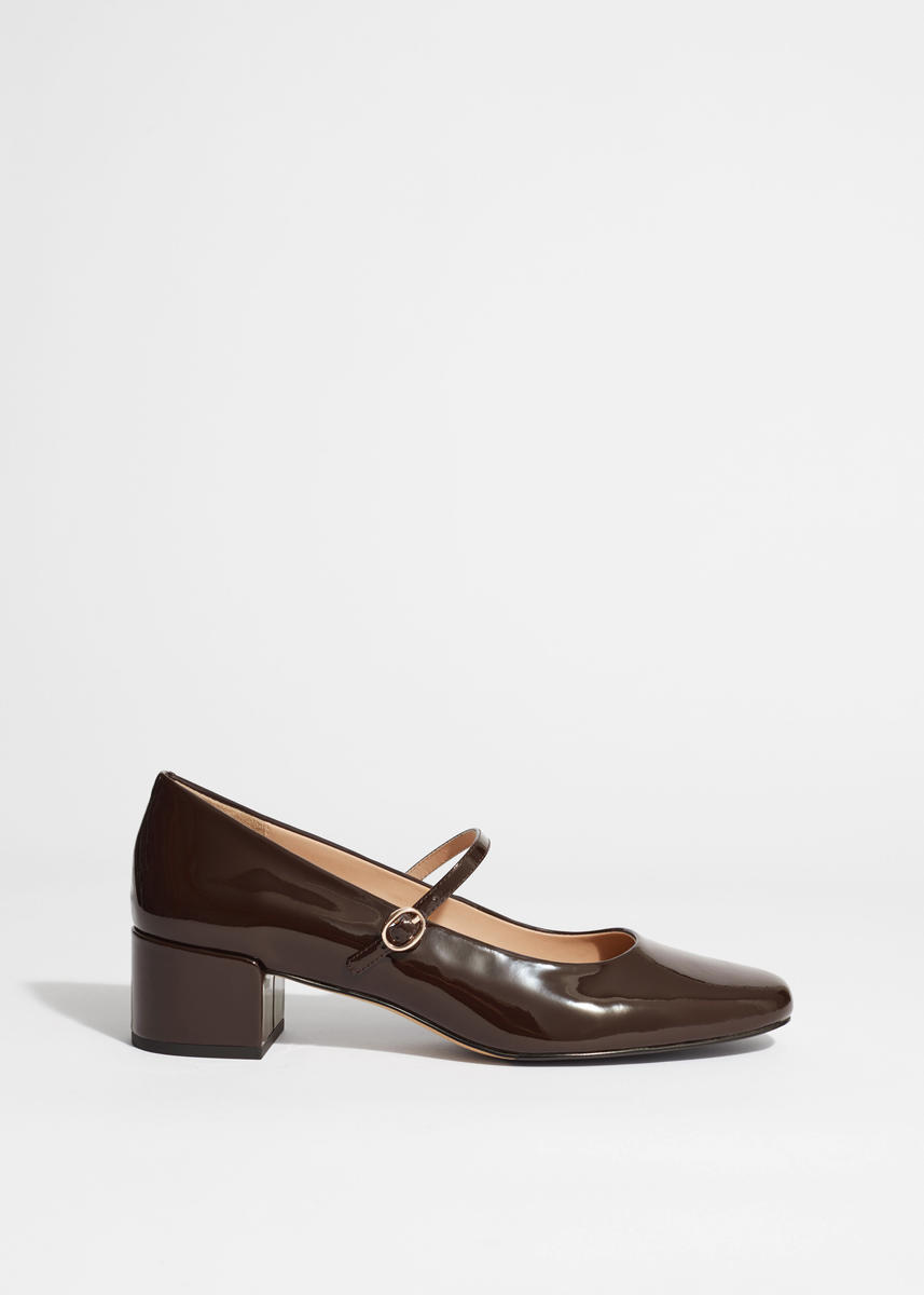 & Other Stories Mary-jane Leather Pumps In Orange