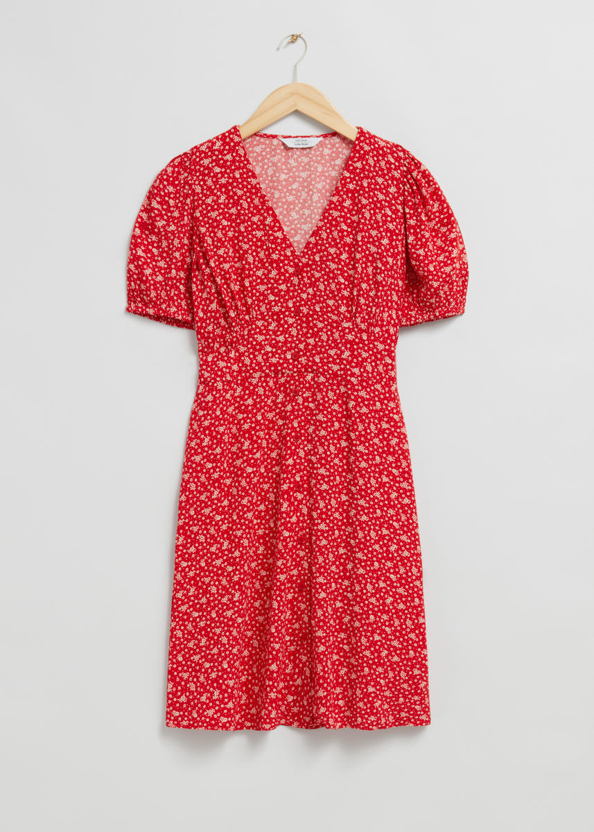 & Other Stories Printed Buttoned Mini Dress
