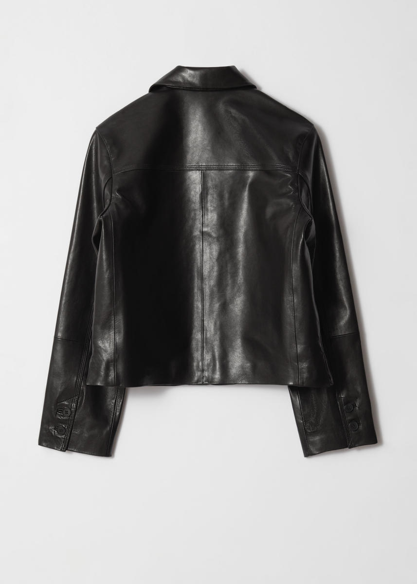 & Other Stories Patch-pocket Leather Jacket In Black