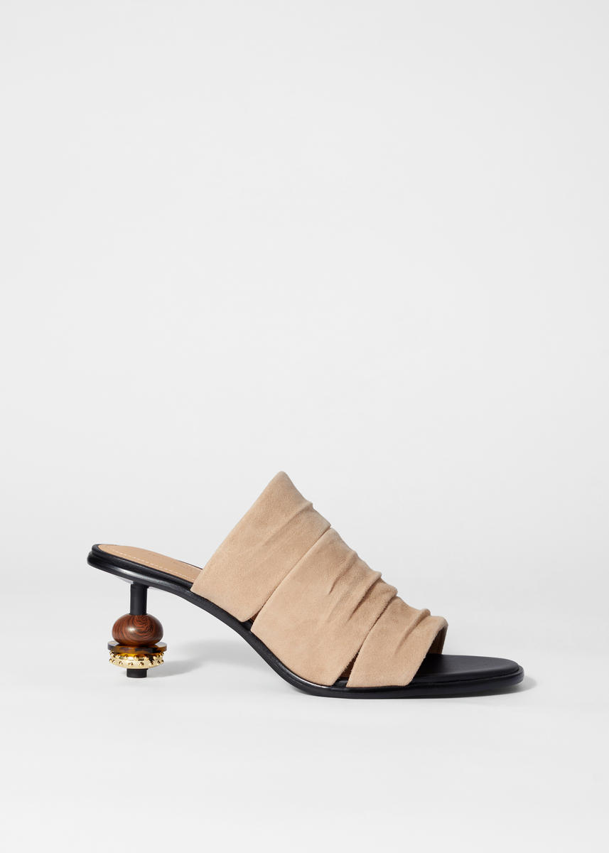 & Other Stories Bead-embellished Leather Mules In Beige