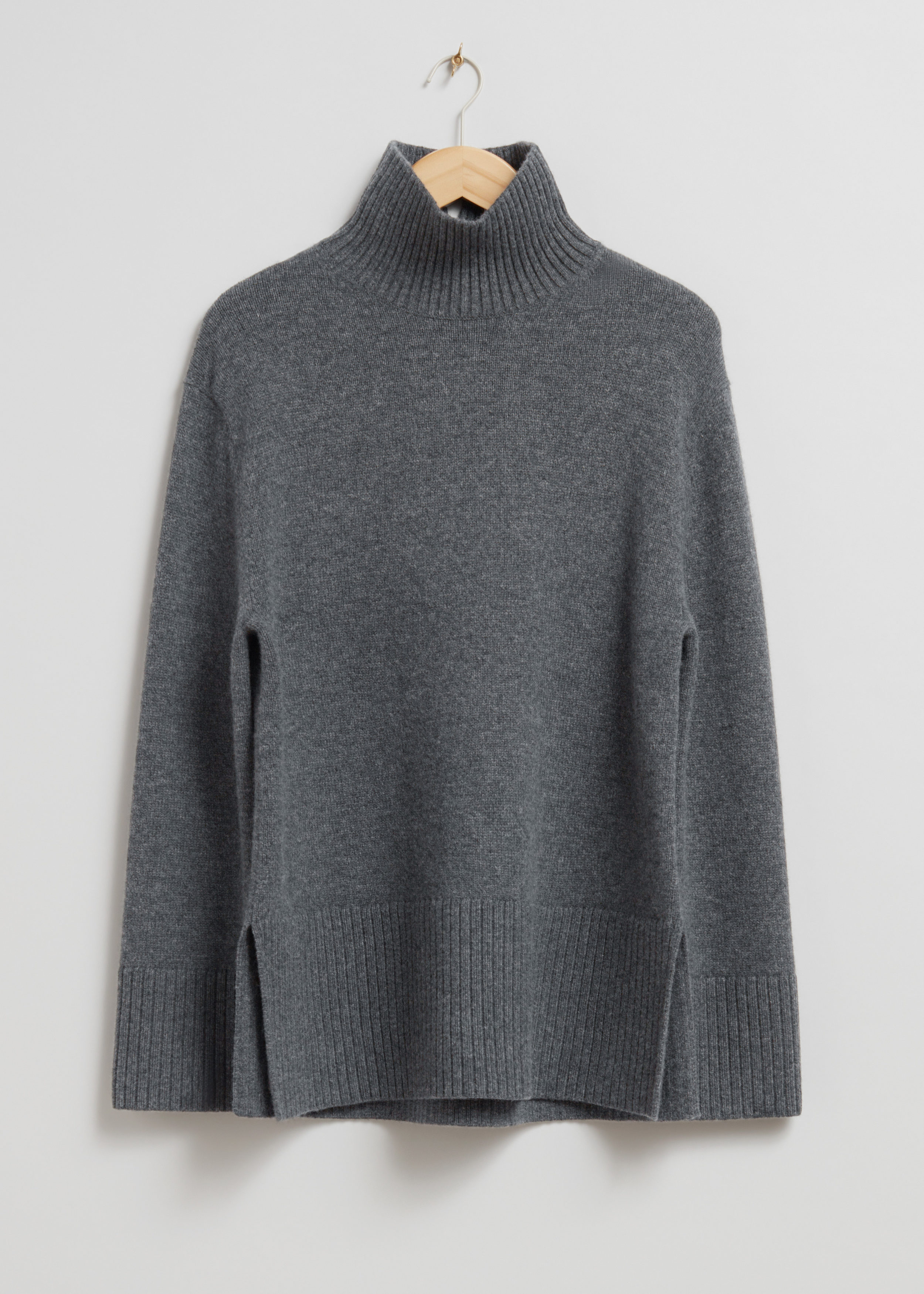 Grey Wool Turtleneck Jumper
