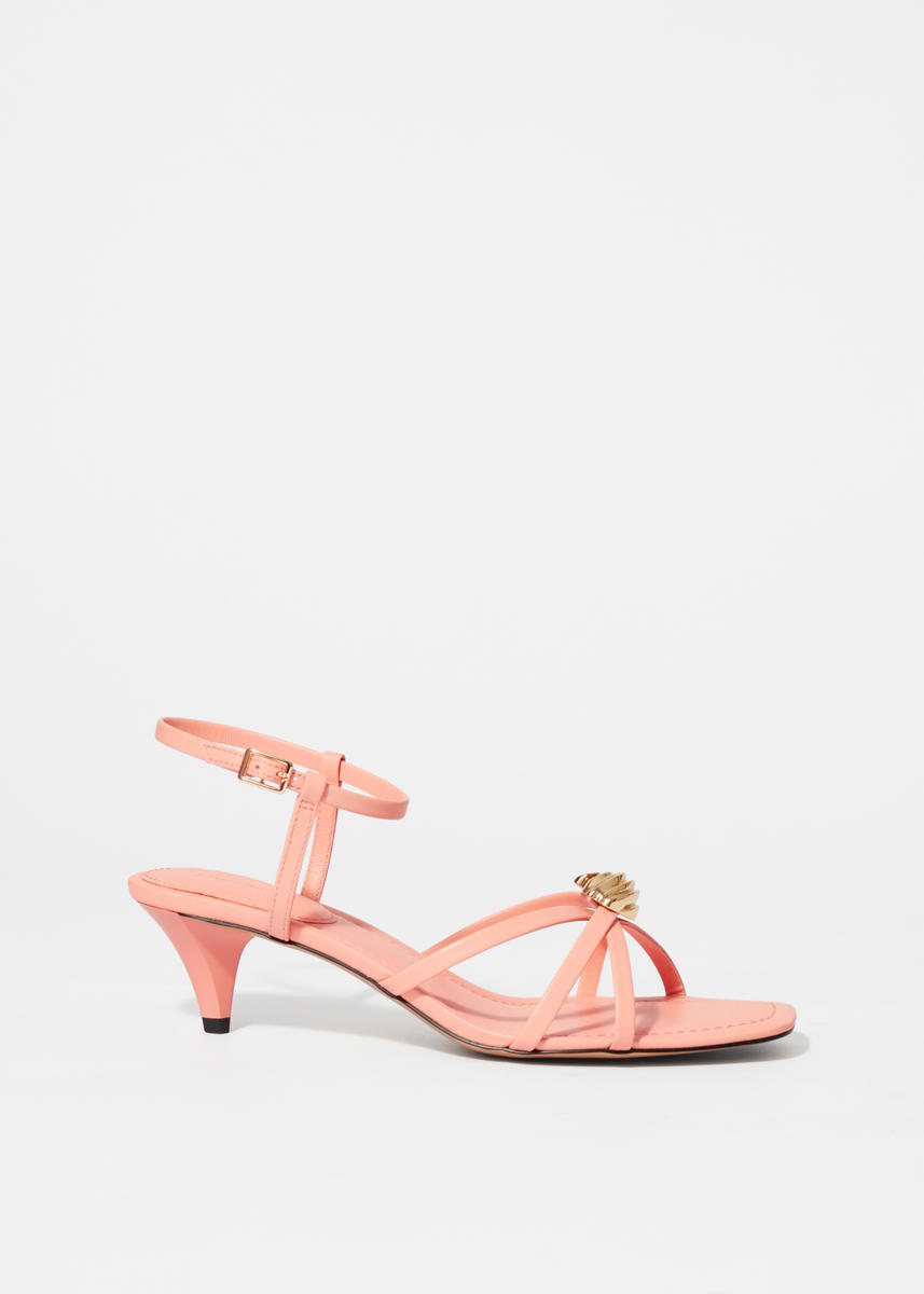 & Other Stories Embellished Heeled Leather Sandals In Orange