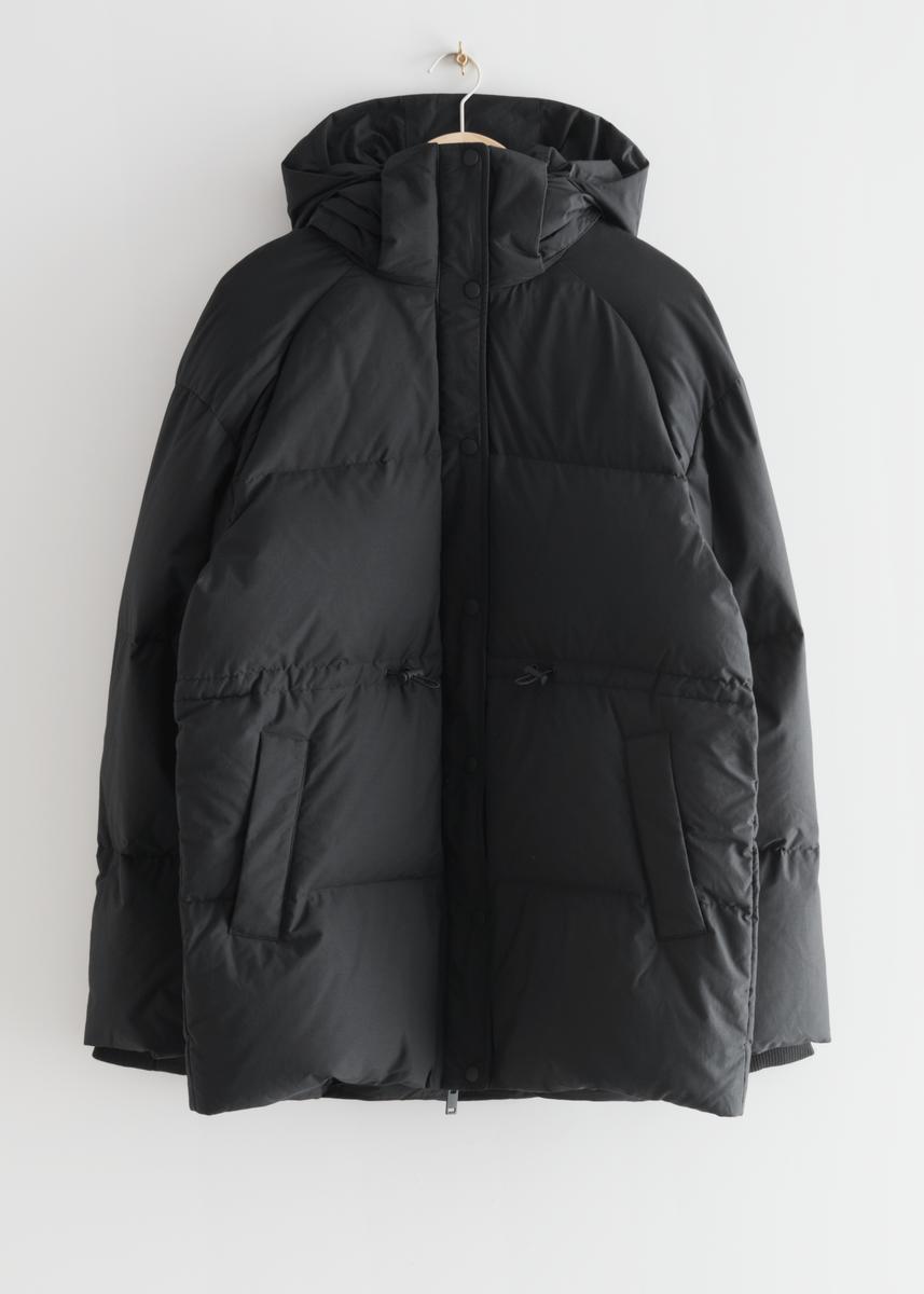 & Other Stories Oversized Hooded Down Puffer Jacket In Black