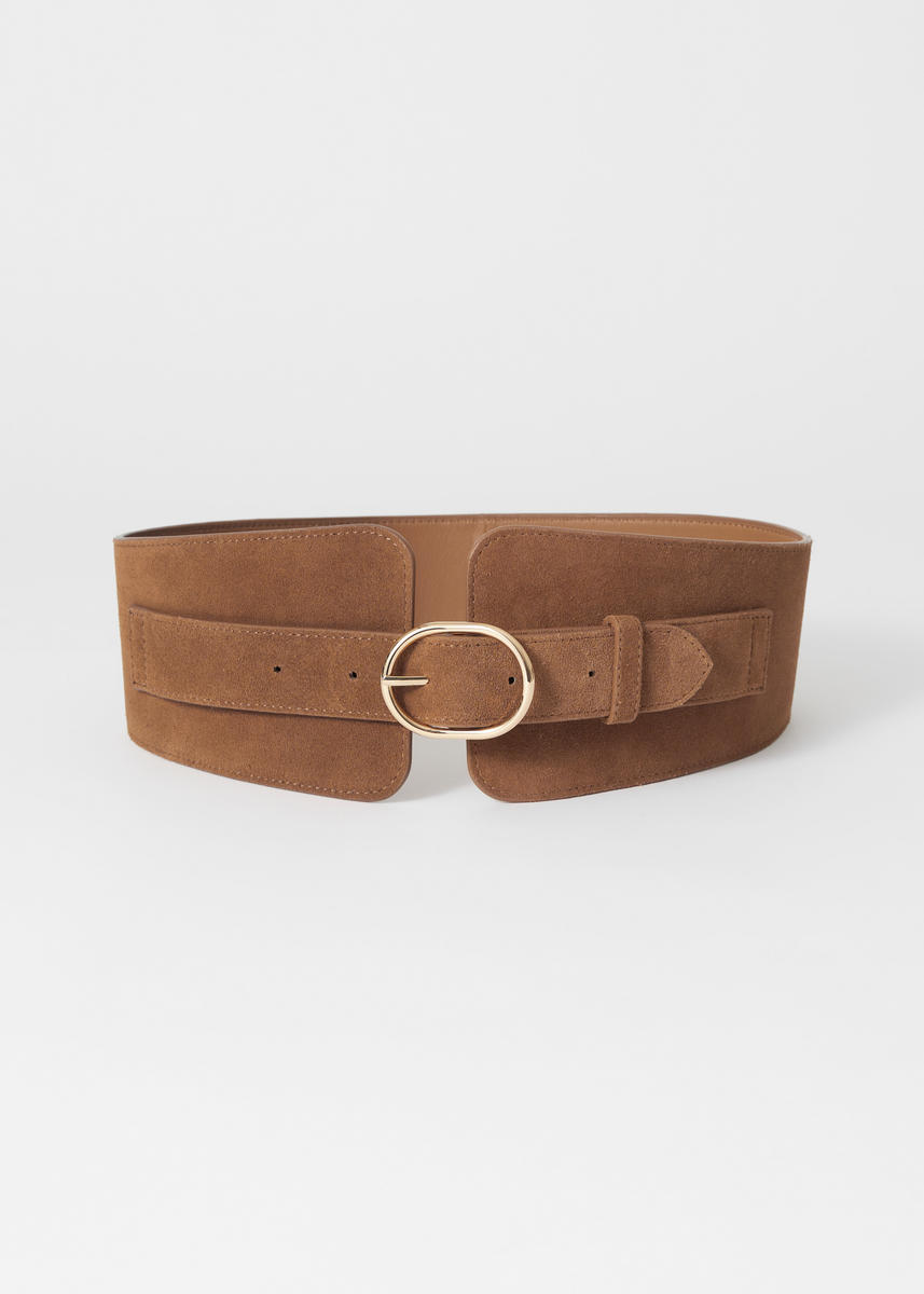 & Other Stories Wide Suede Waist Belt In Beige