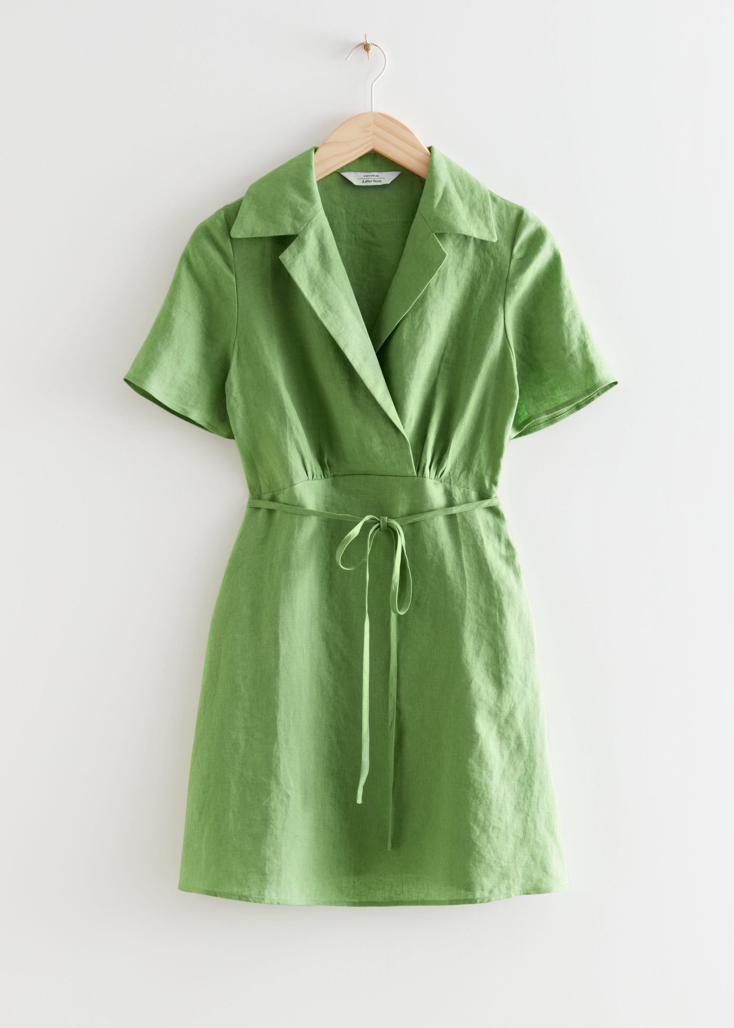 Collared Linen Mini Dress - Green - & Other Stories BE