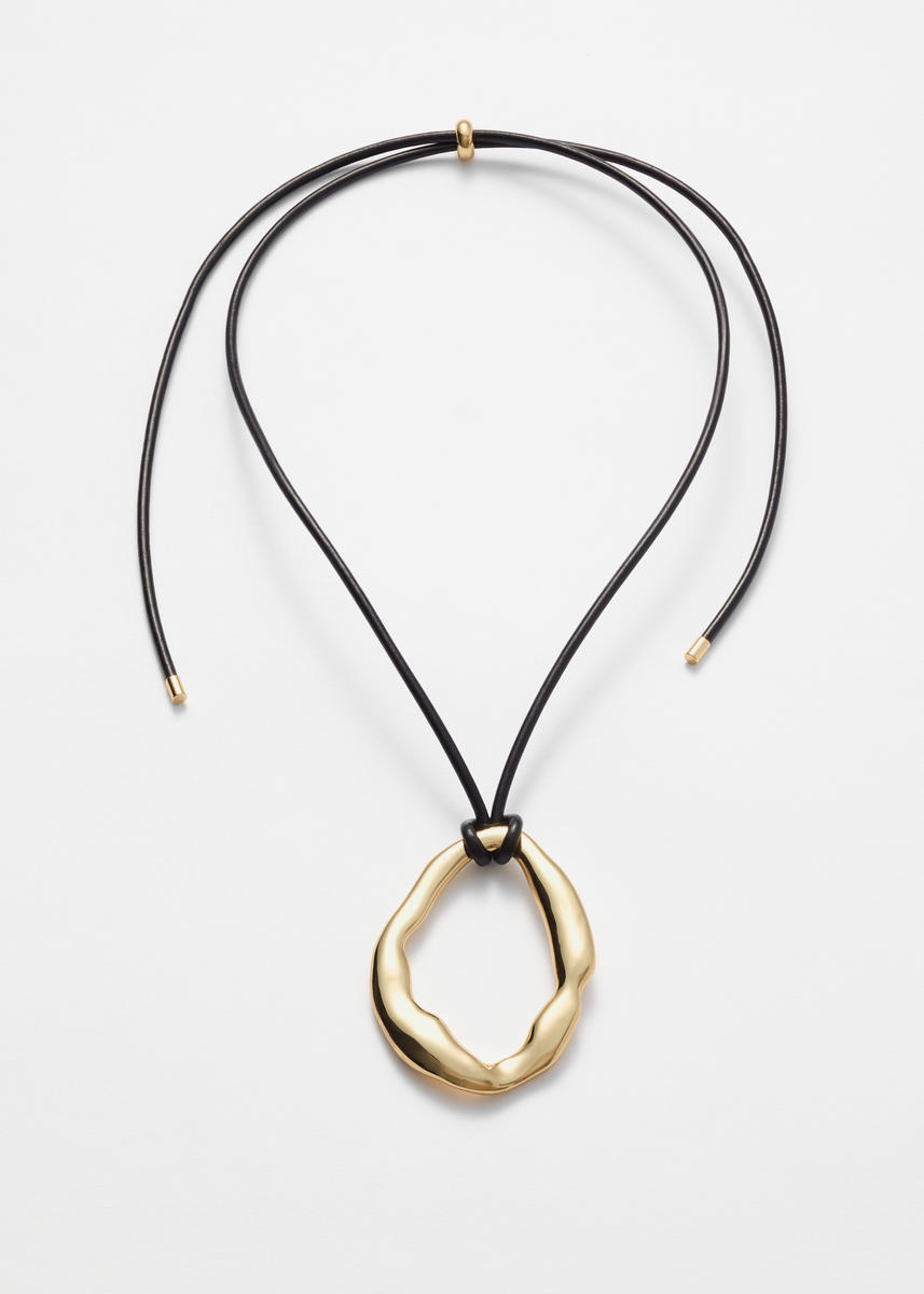 & Other Stories Molded Pendant Cord Necklace In Gold