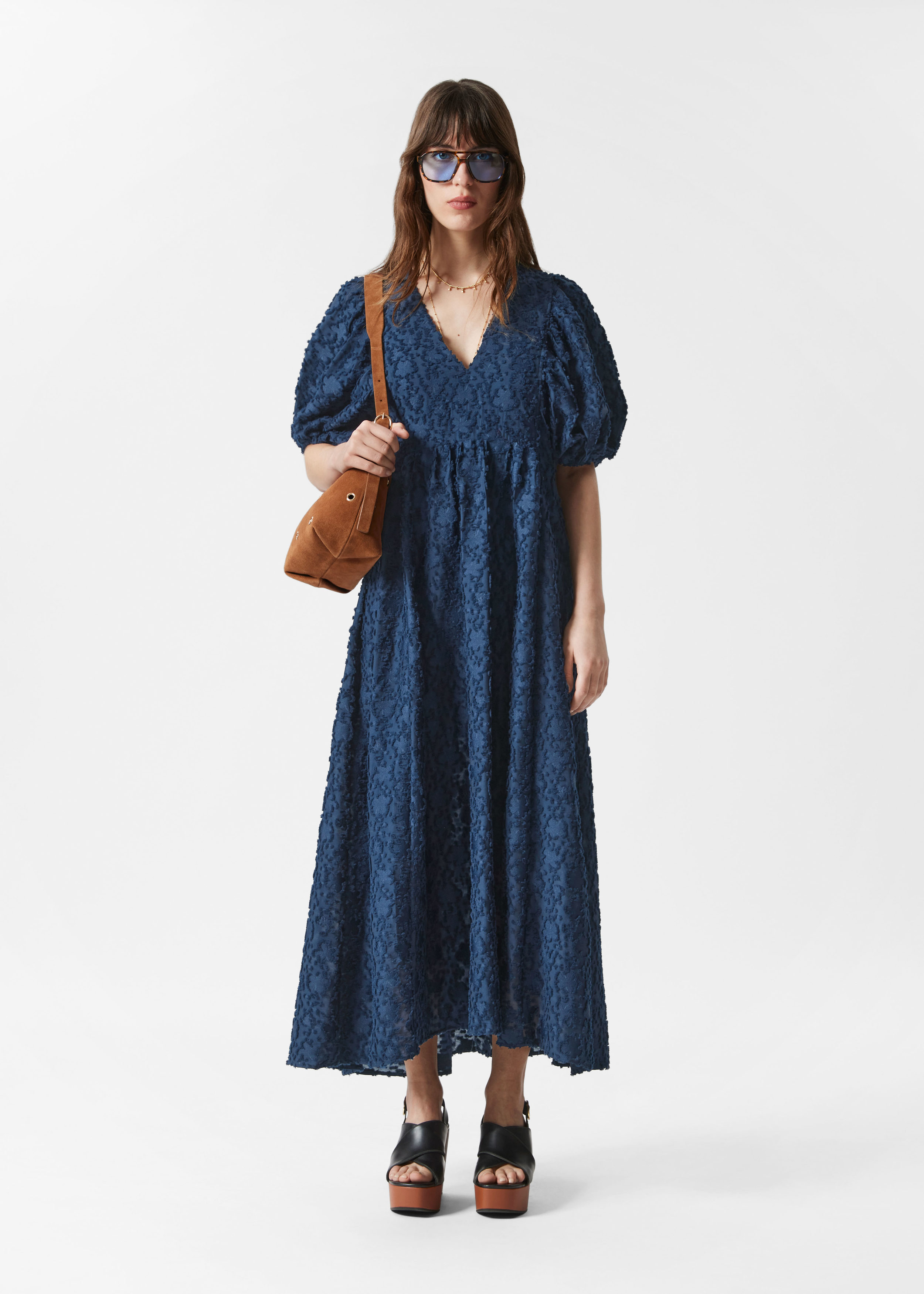 Robe longue à manches ballon
