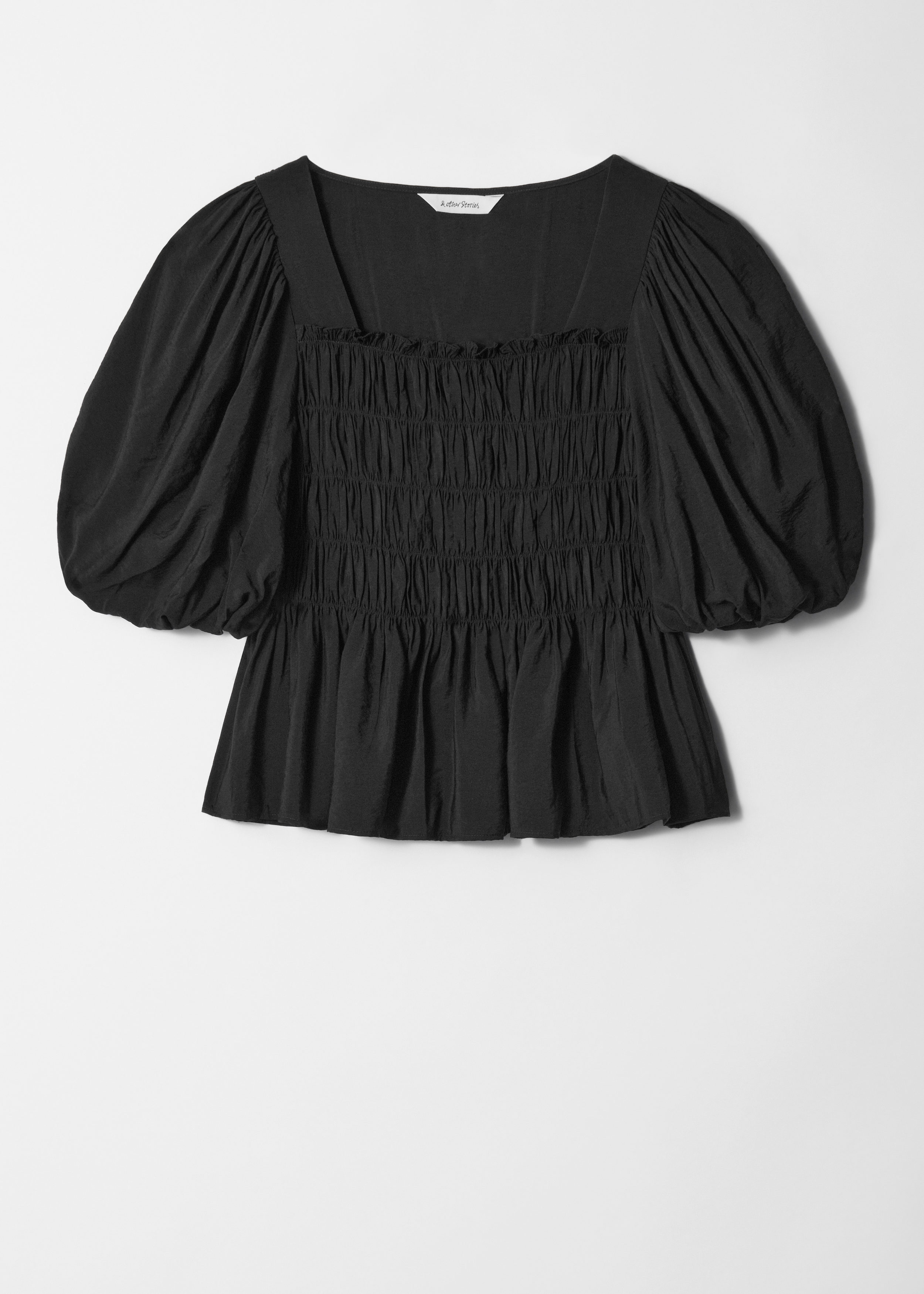 Smocked Puff-Sleeve Blouse - Black - & Other Stories US