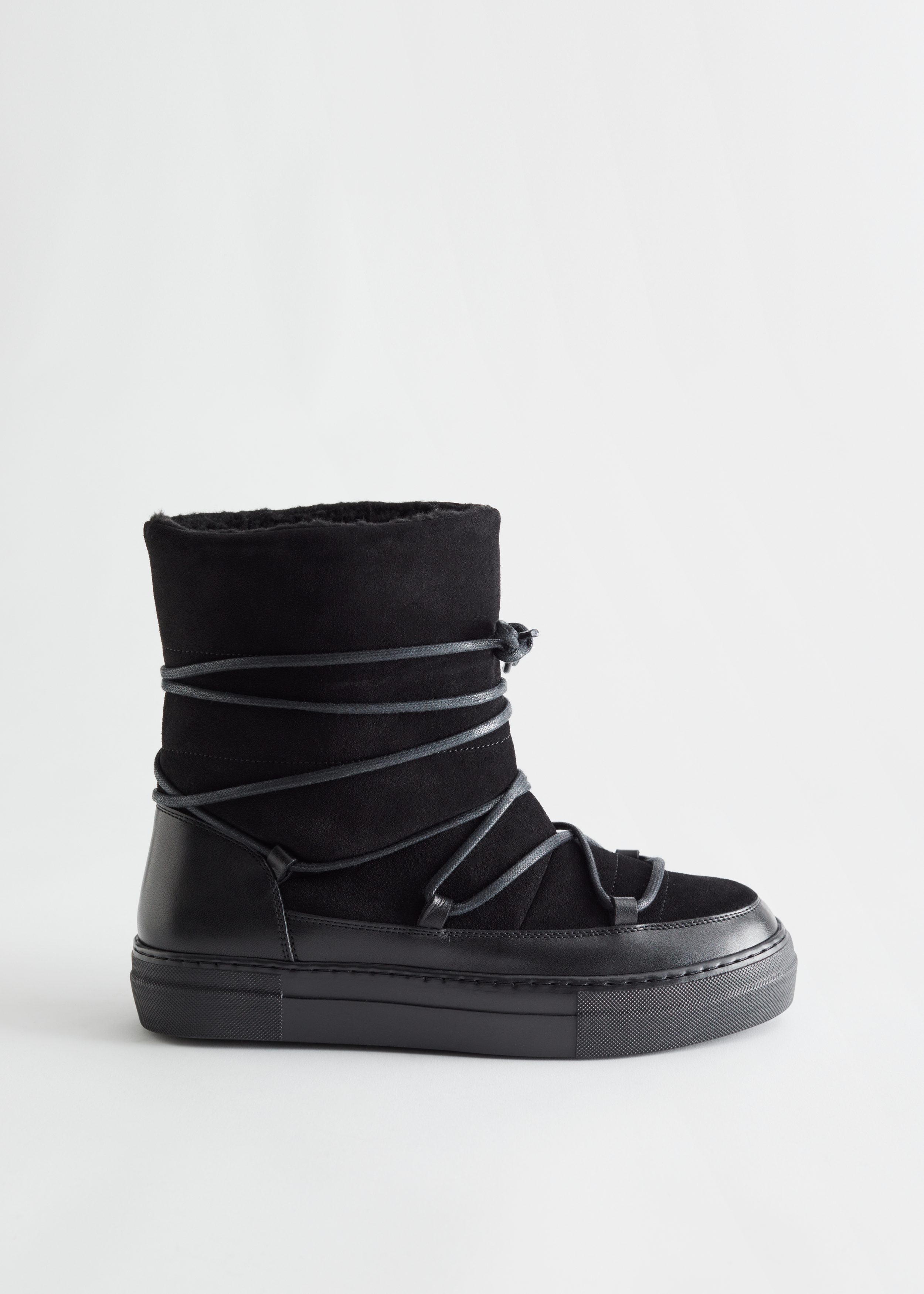 Lace-Up Snow Boots Black Shoes Other Stories DK