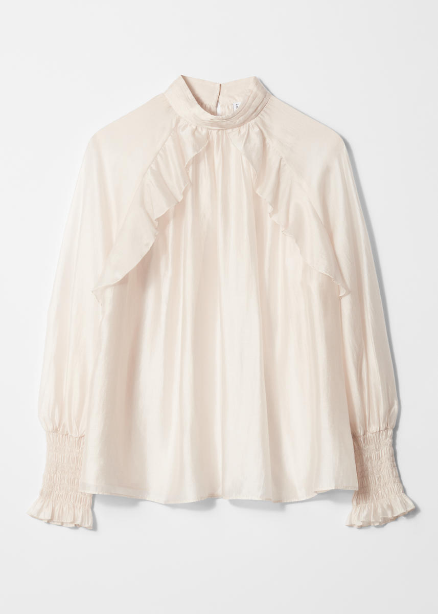 & Other Stories Frilled Blouse In Beige