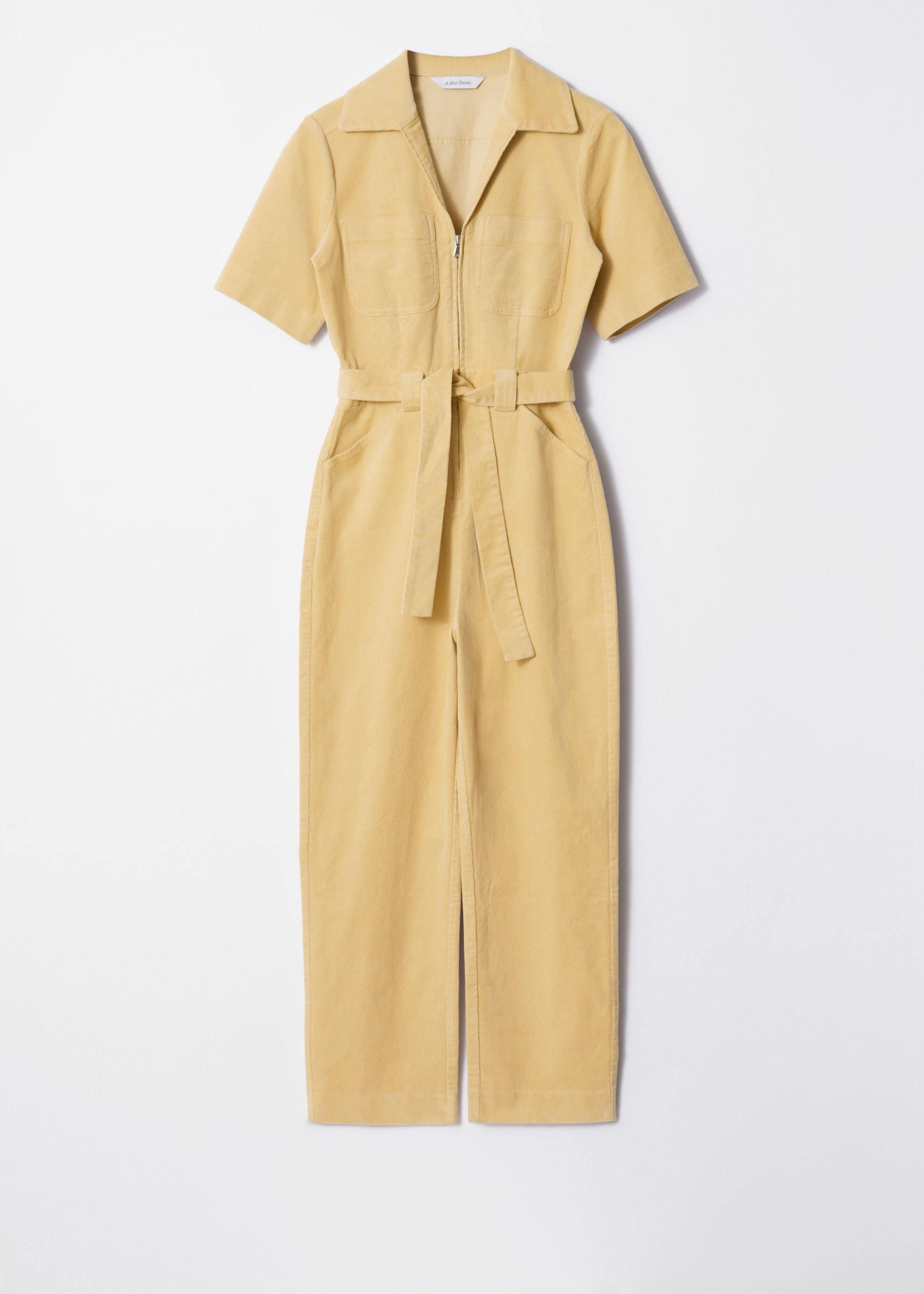 Belted Corduroy Jumpsuit Light Yellow Other Stories NO