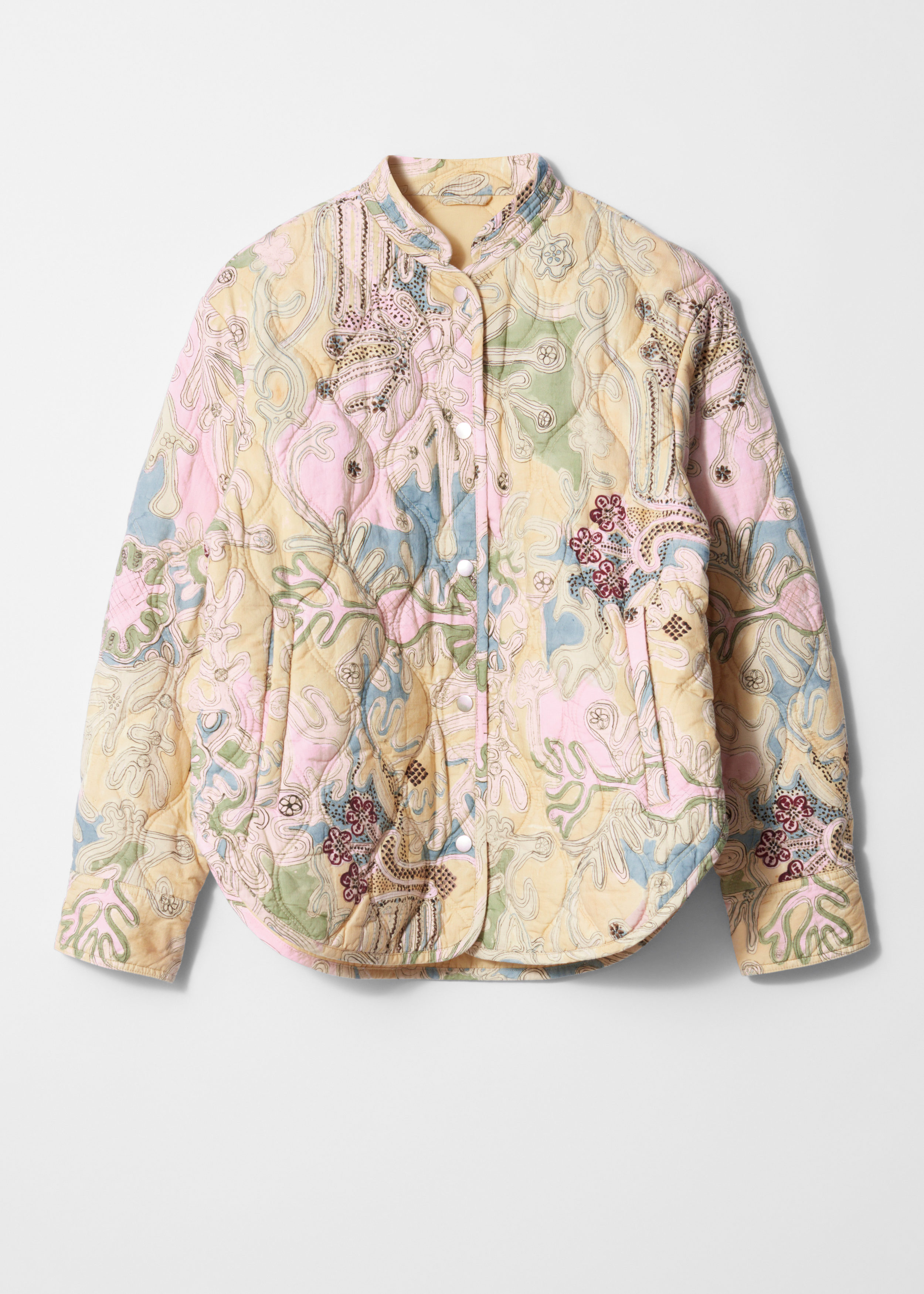 Quilted Stand-Collar Jacket - Beige paisley pattern Quilted Stand-Collar Jacket - Beige paisley pattern