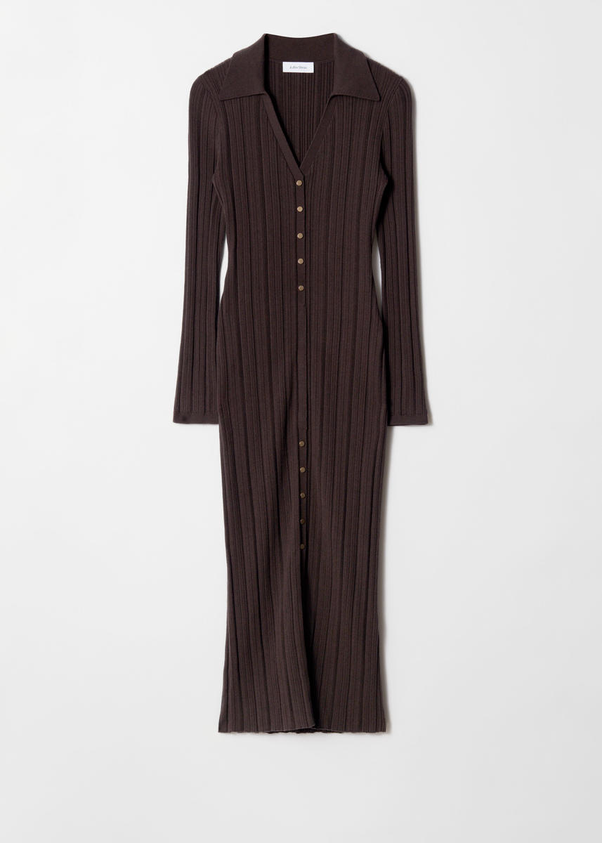 & Other Stories Rib-knit Wool Maxi Dress In Brown
