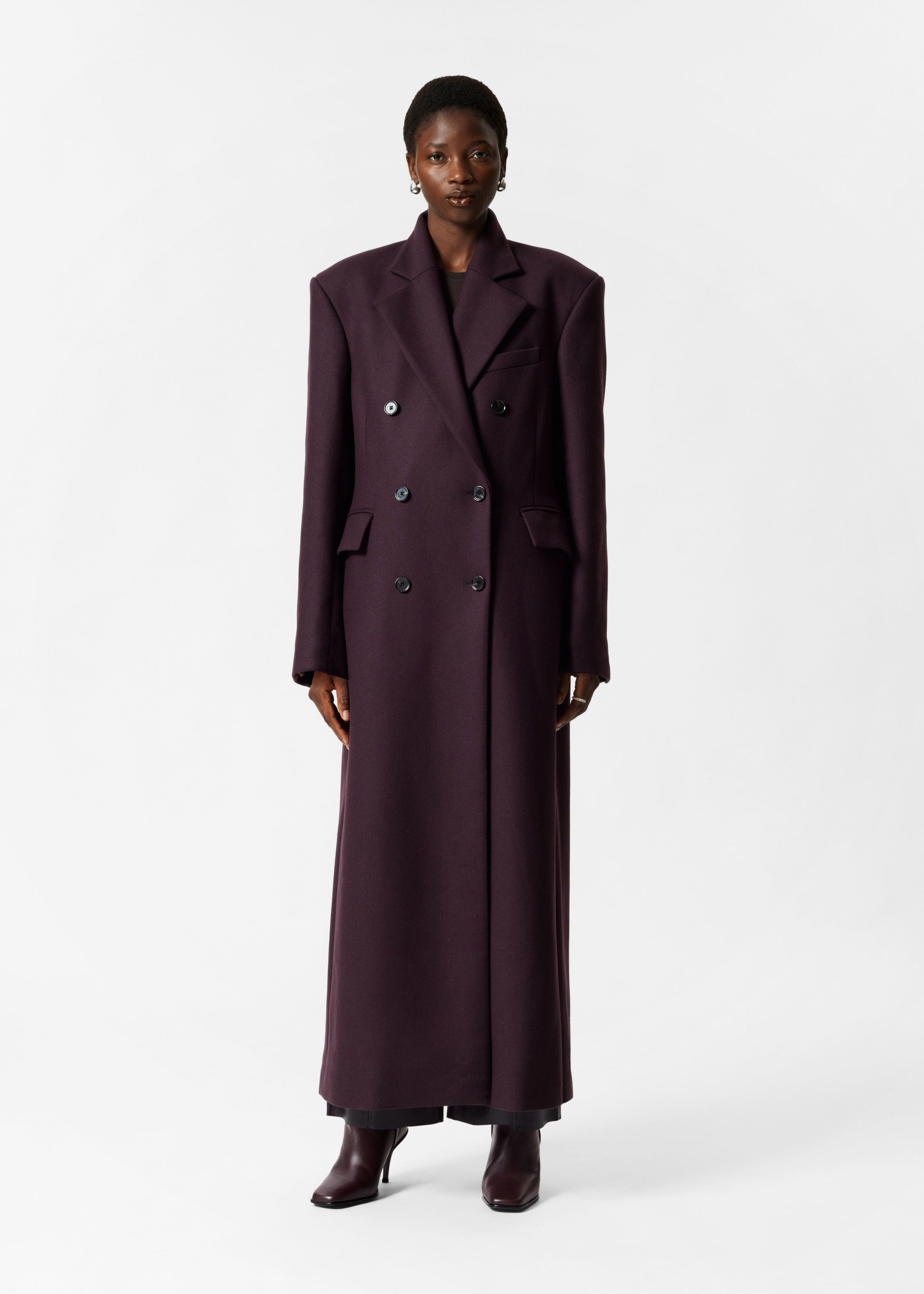 Long Wool Coat Dark Purple Coats Other Stories DK