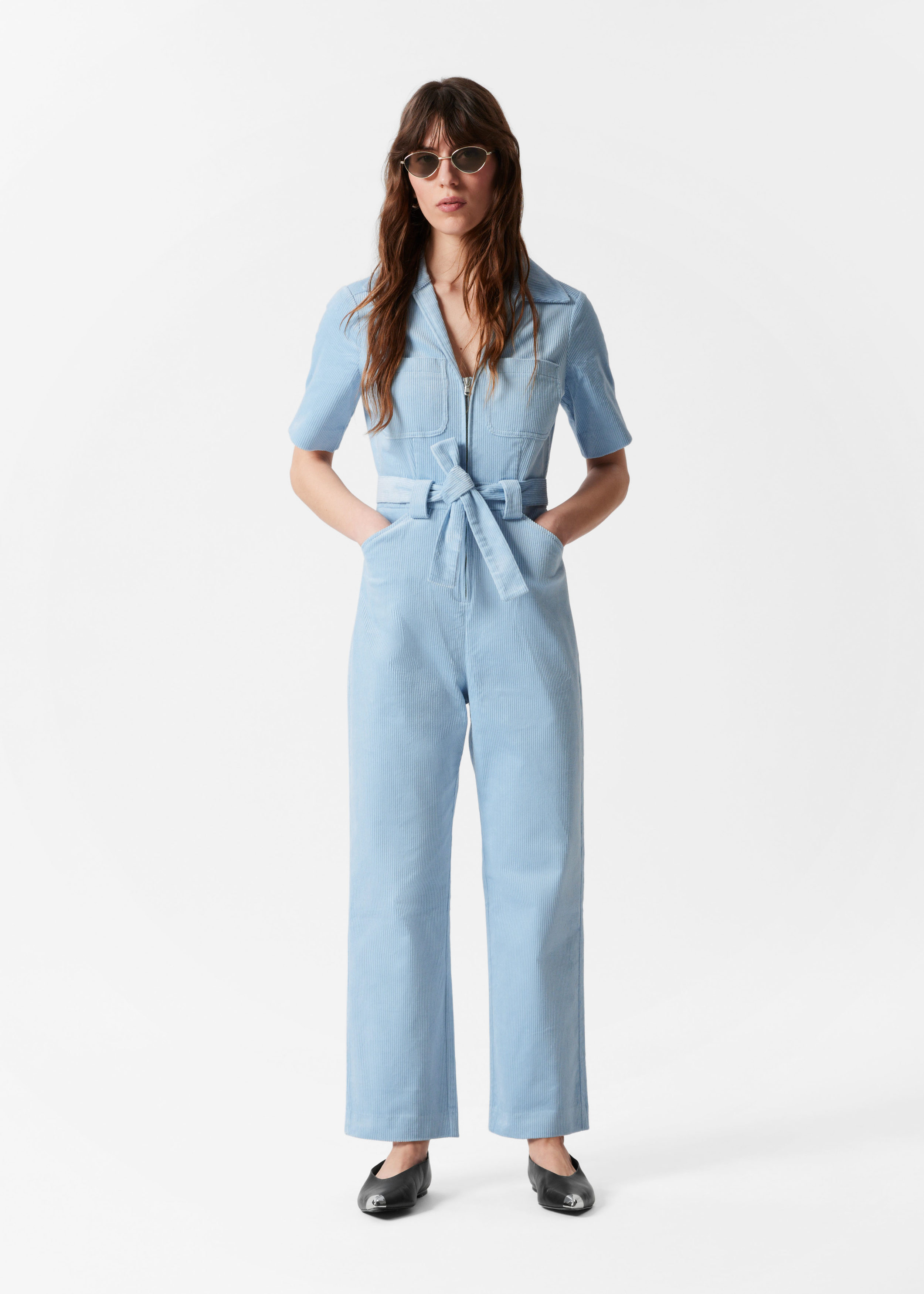 【新品タグ付】CLANE CORDUROY JUMPSUIT ブルー 限定 1 Belted Corduroy Jumpsuit - Light Blue - & Other Stories NL