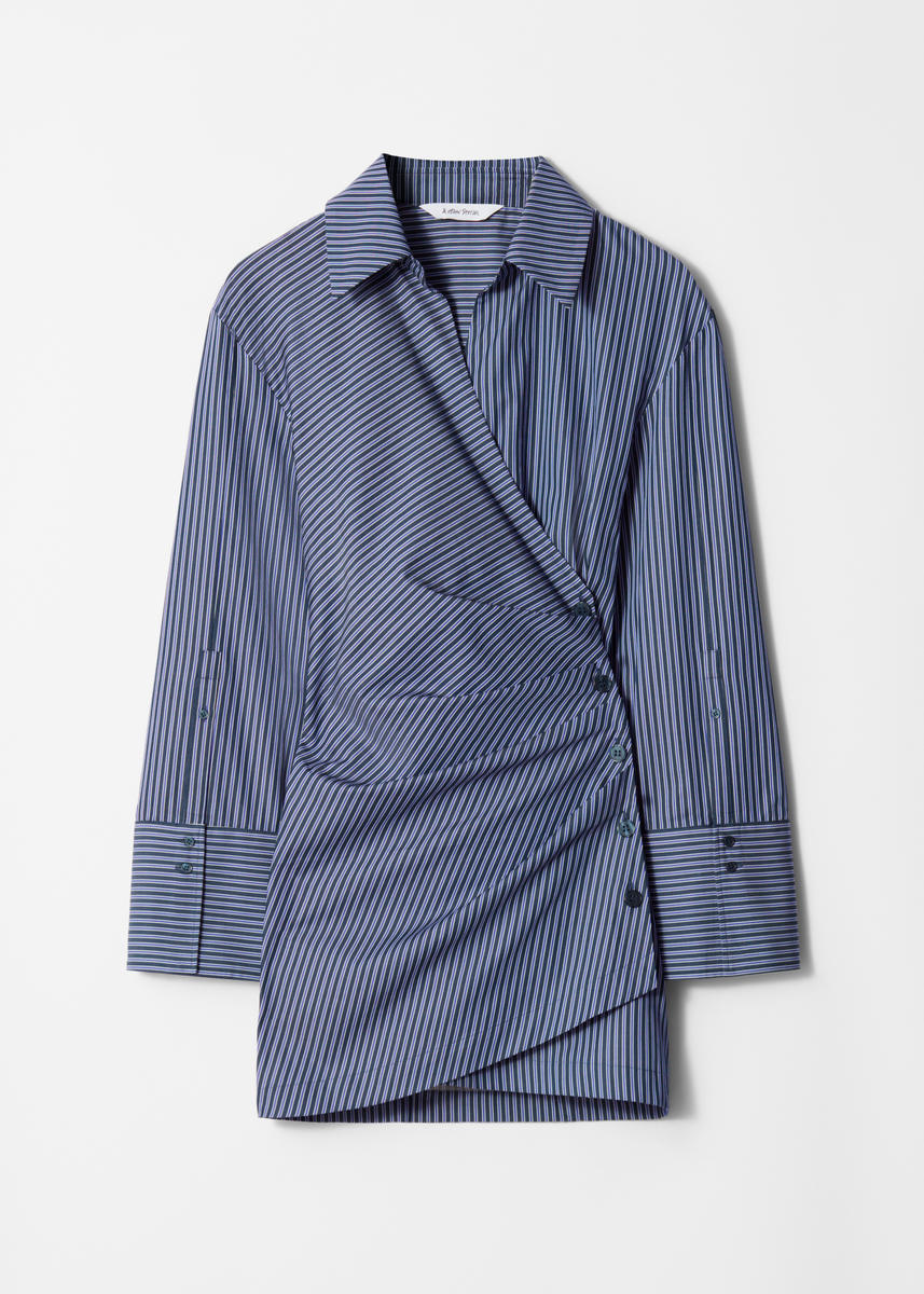 & Other Stories Wrap Shirt Mini Dress In Blue