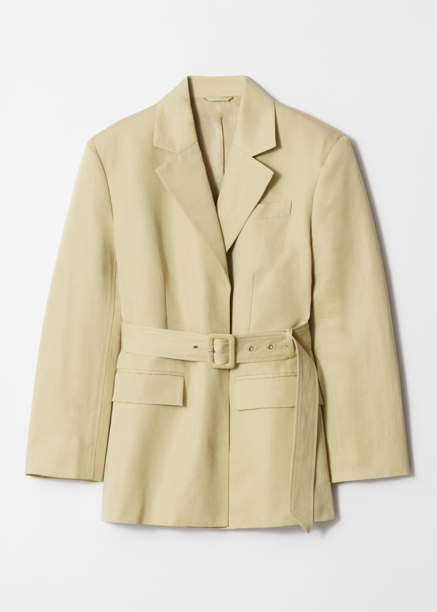 & Other Stories Belted Blazer In Yellow