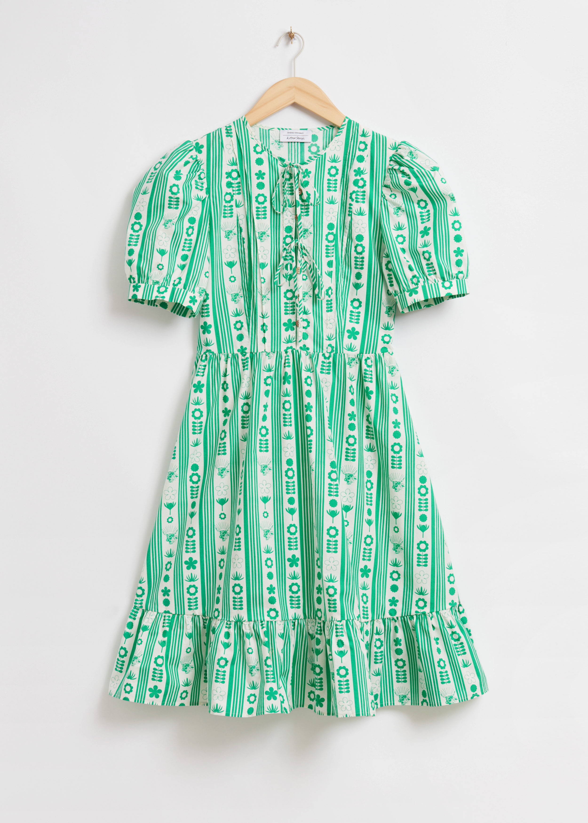 & Other Stories Ruffled Geometric-Print Midi Dress | King's Cross