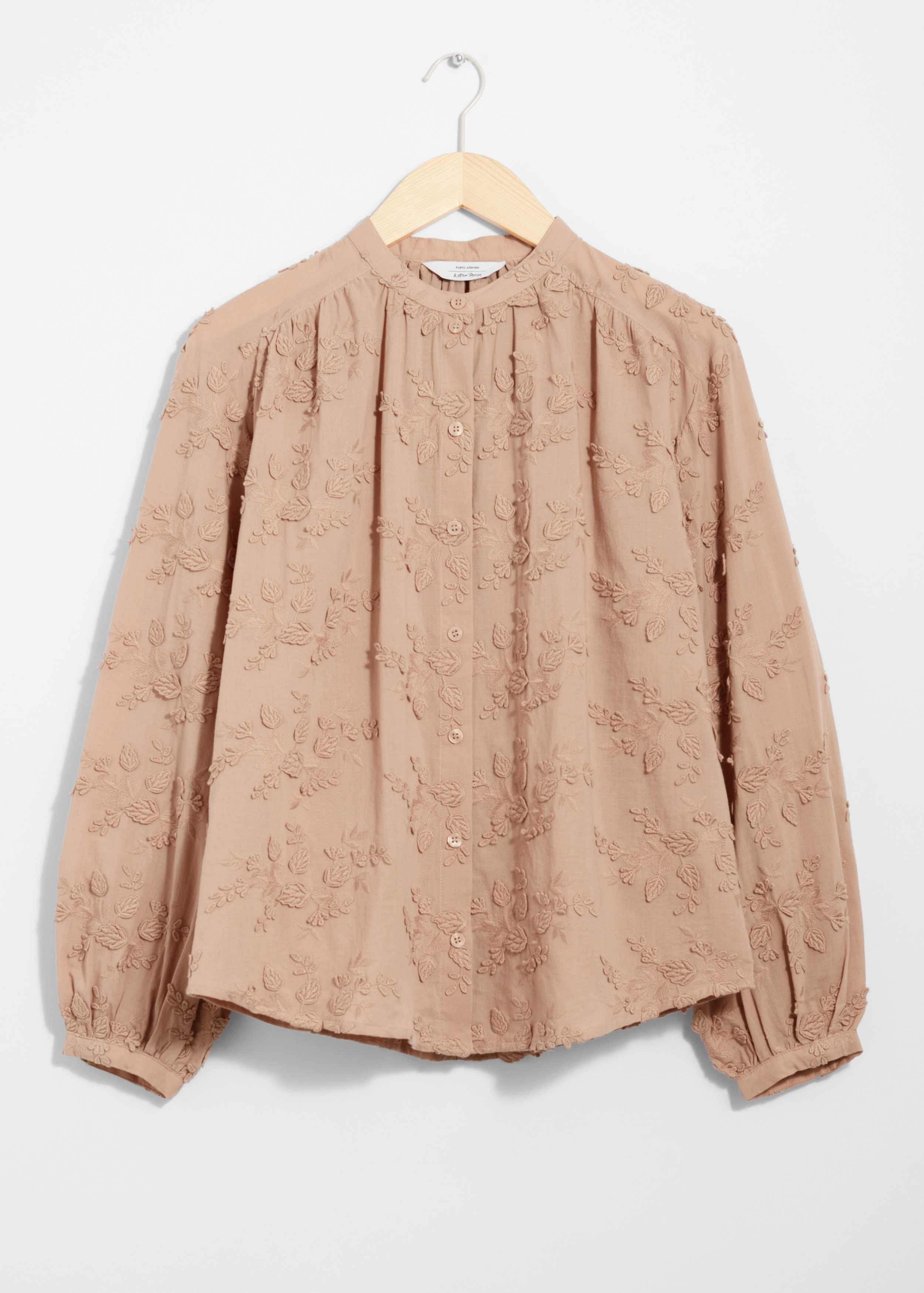Camicetta voluminosa con applicazioni floreali Beige Other