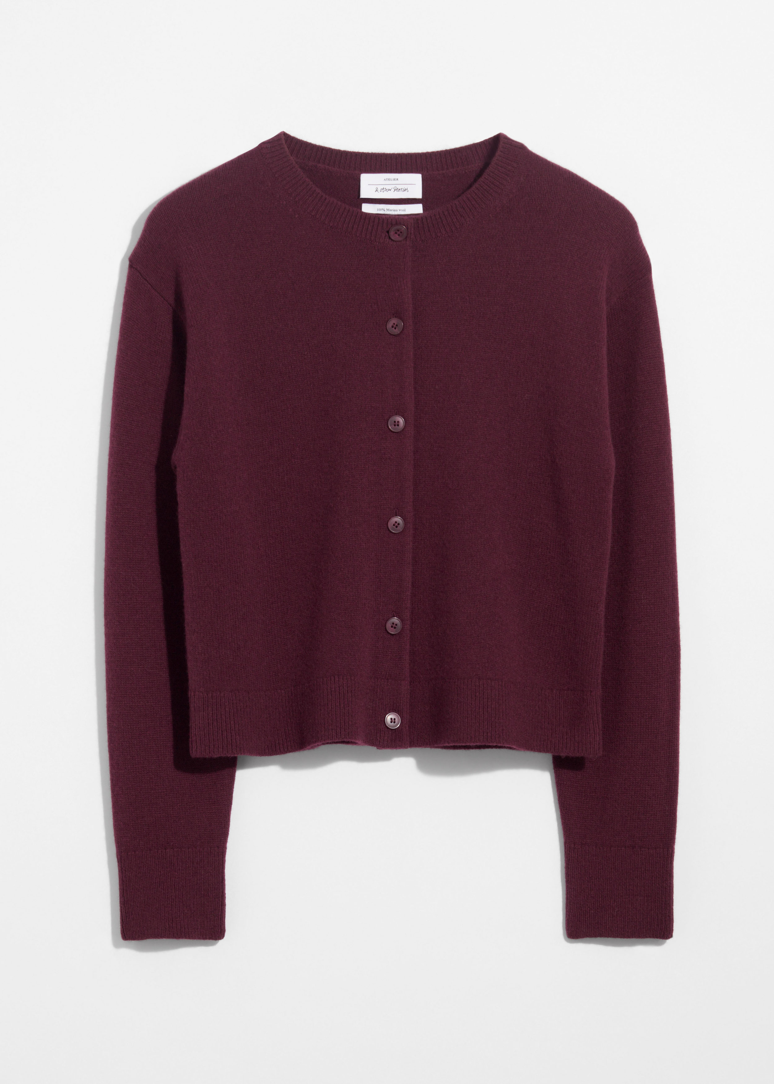 Kastenförmige Strickjacke aus Merinowolle Dunkelrot Other