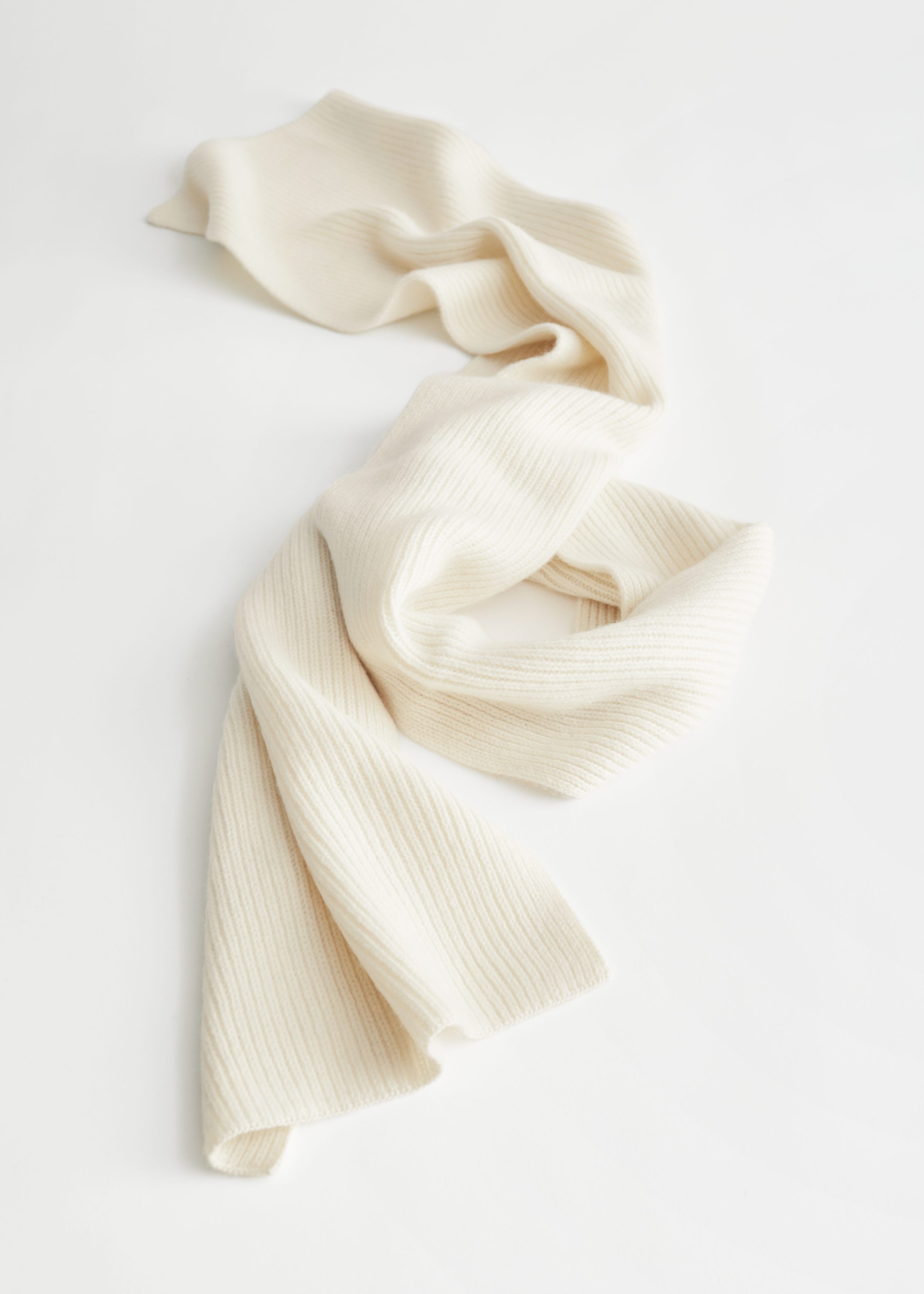 Cashmere Ribbed Knit Scarf