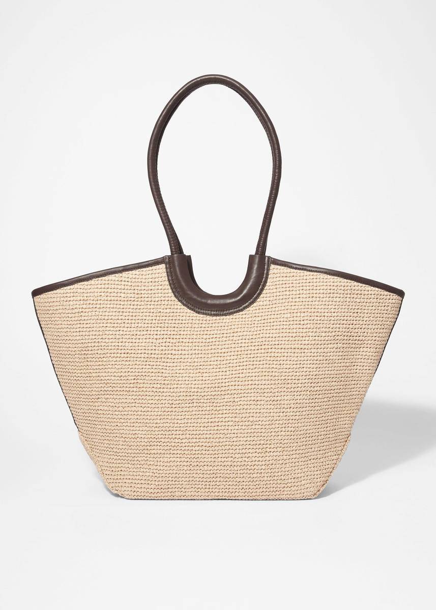 & Other Stories Leather-detailed Straw Tote