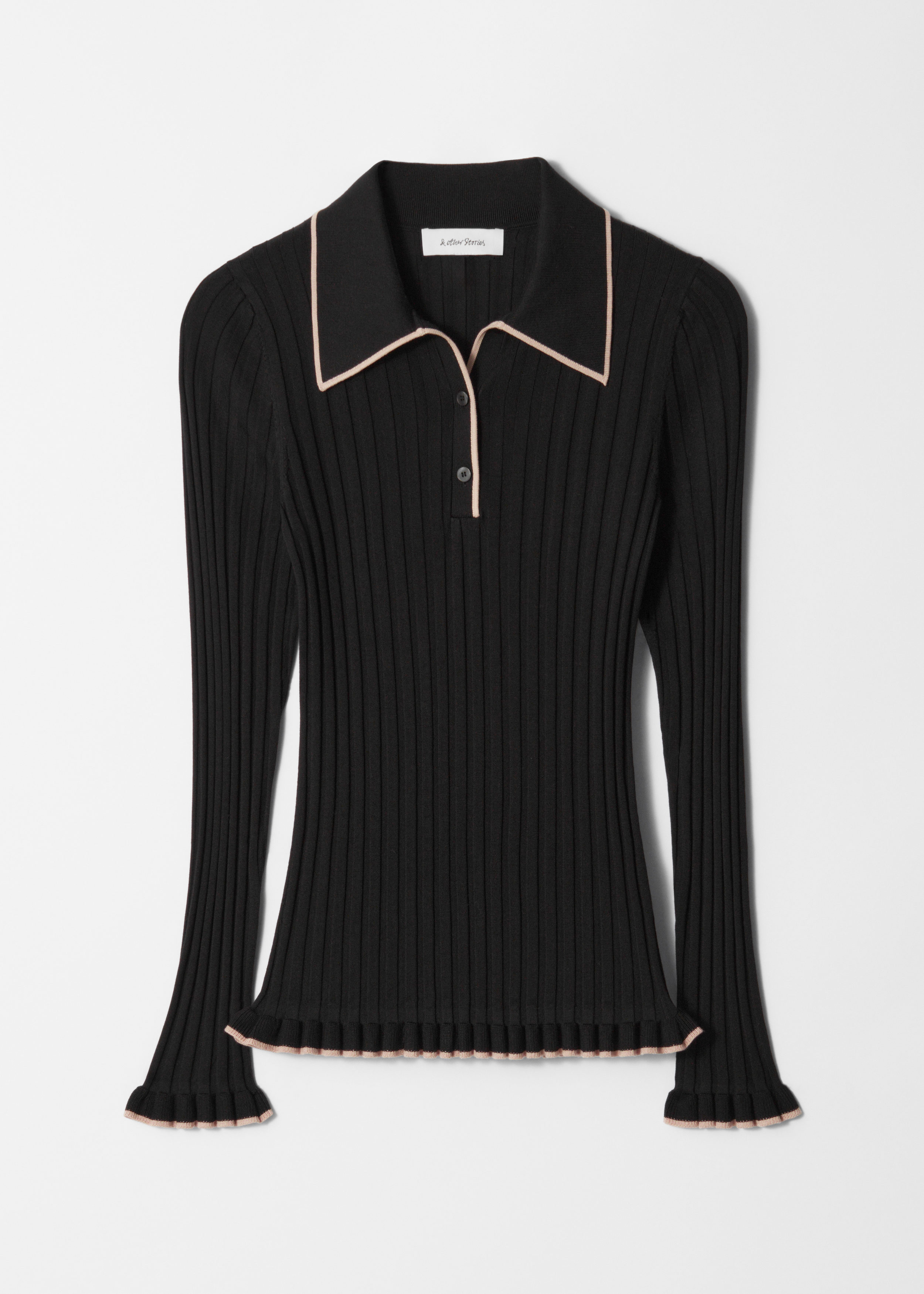 Rib-Knit Polo Shirt - Black - Turtlenecks - & Other Stories US