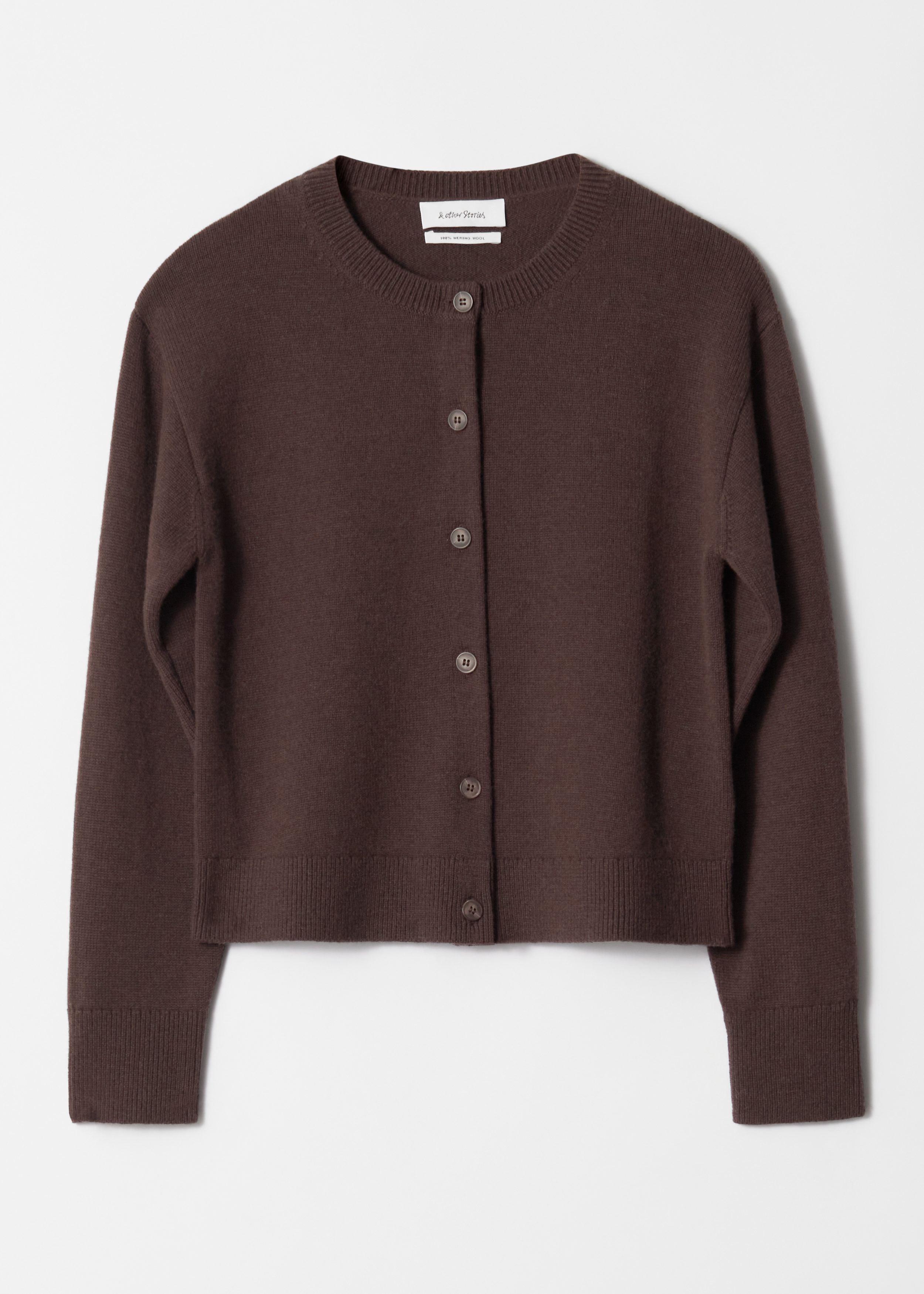 Boxy Merino Wool Cardigan Dark Brown Other Stories GB