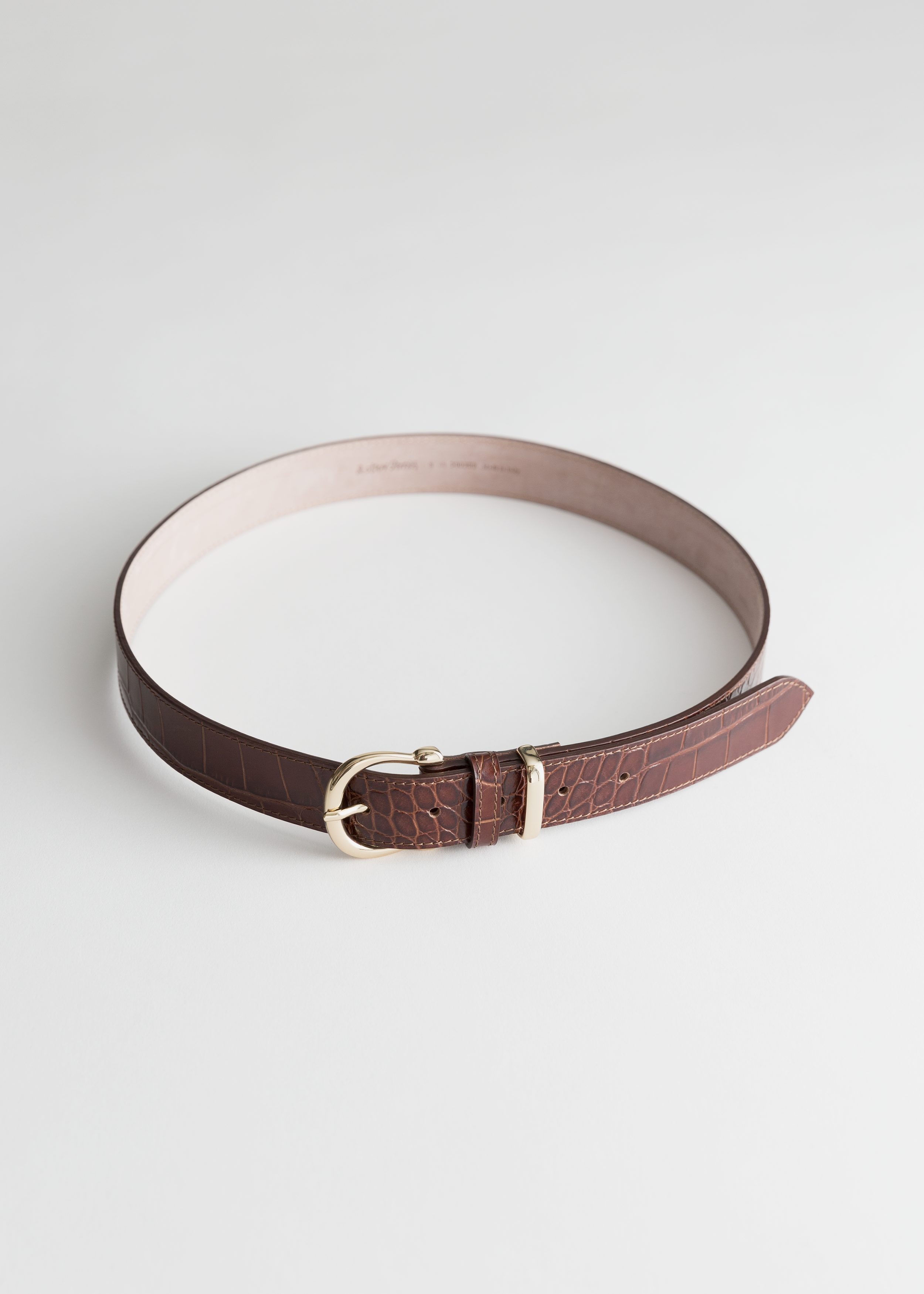 Ceinture en cuir croco Marron Belts Other Stories FR