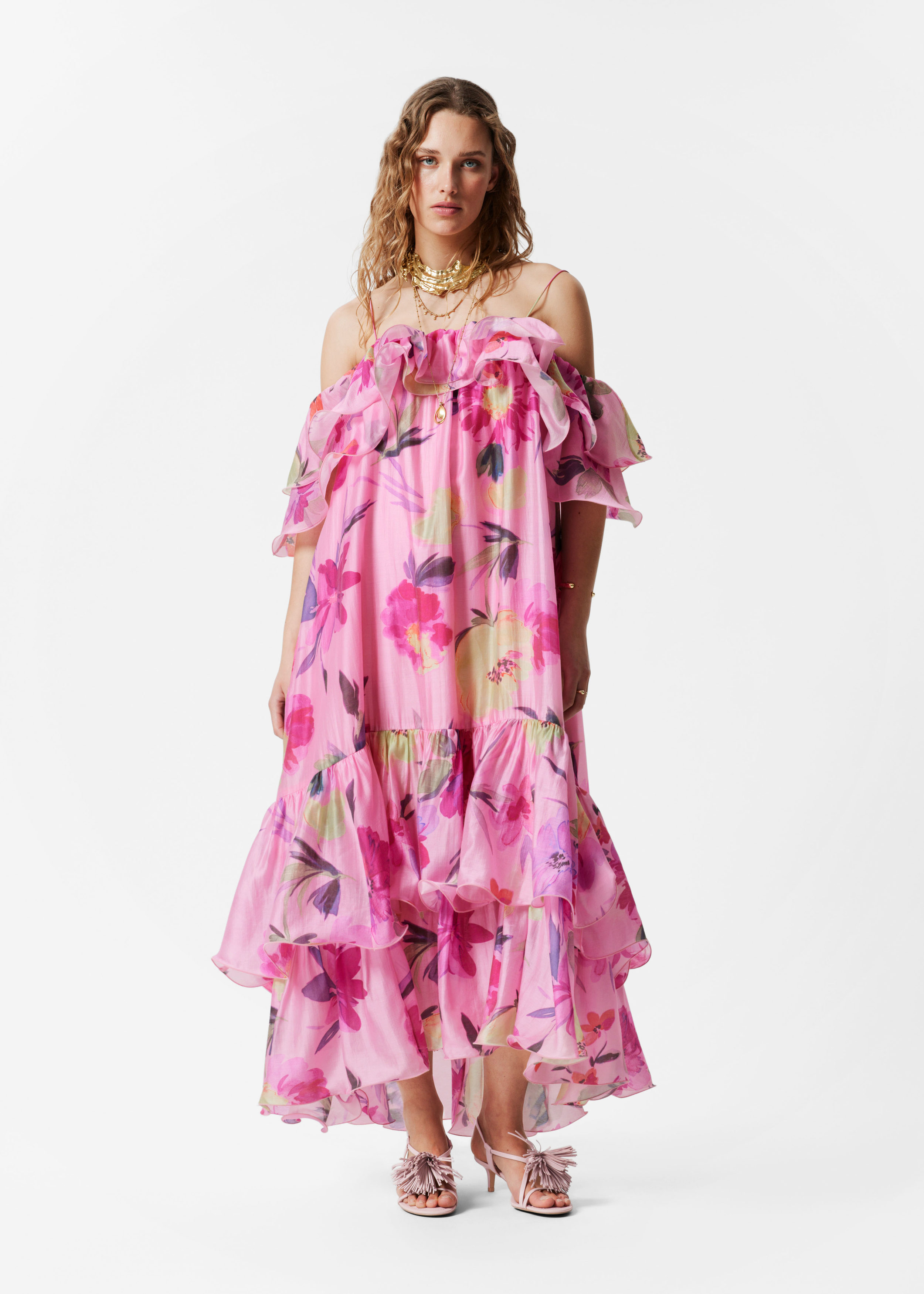 ◆Loulouseoul◆ Sunday Floral Slim Dress Scarf Set Pink LOULOUSEOUL Sunday Floral Slim Dress / Scarf Set - Lavender