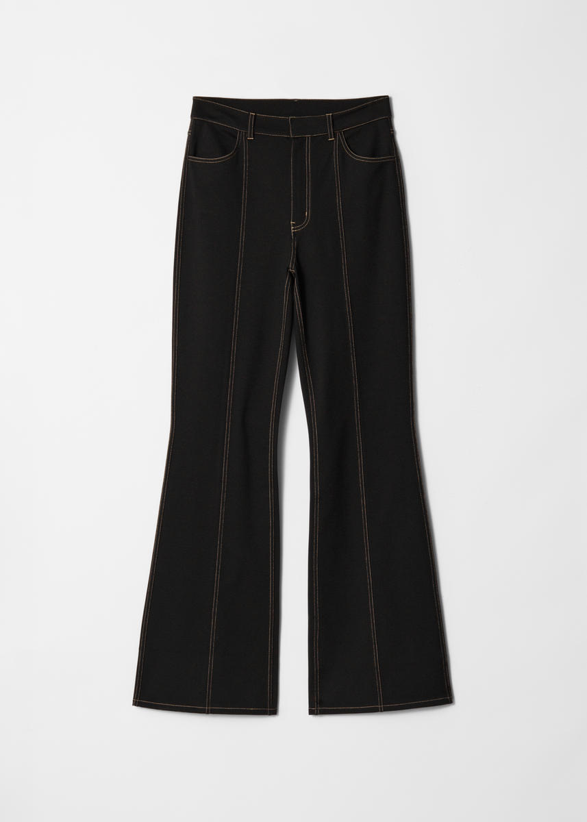 & Other Stories Flared Topstitched Trousers In Black