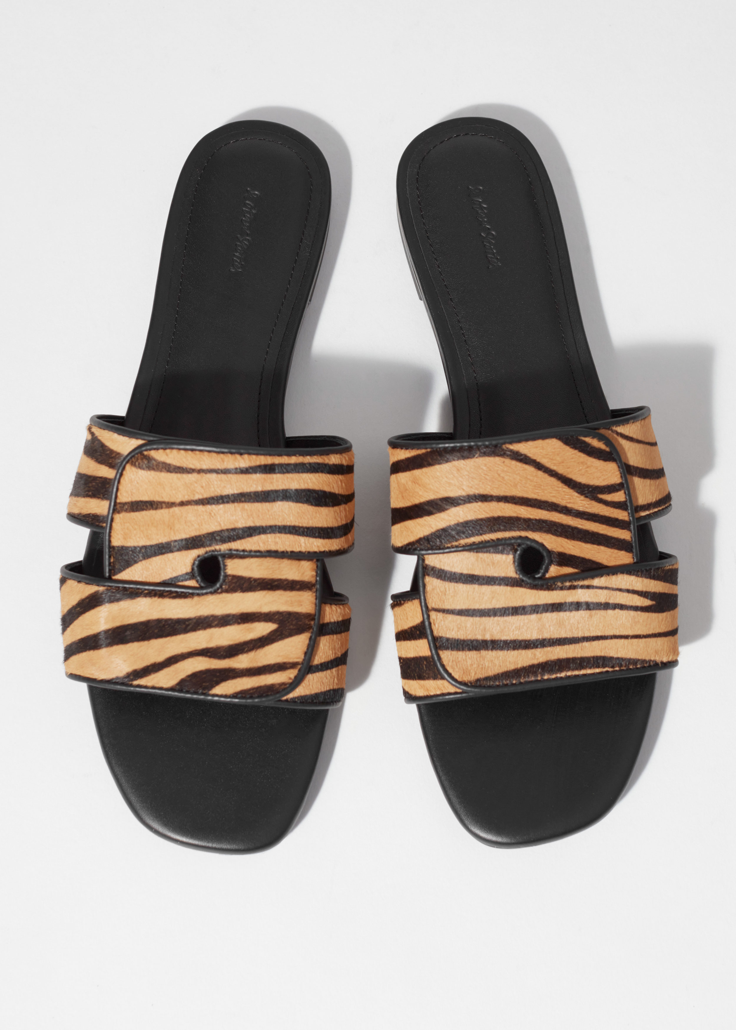 “& Other Stories” Zebra Slides Leather Slides - Brown Zebra - Shoes - & Other Stories AD