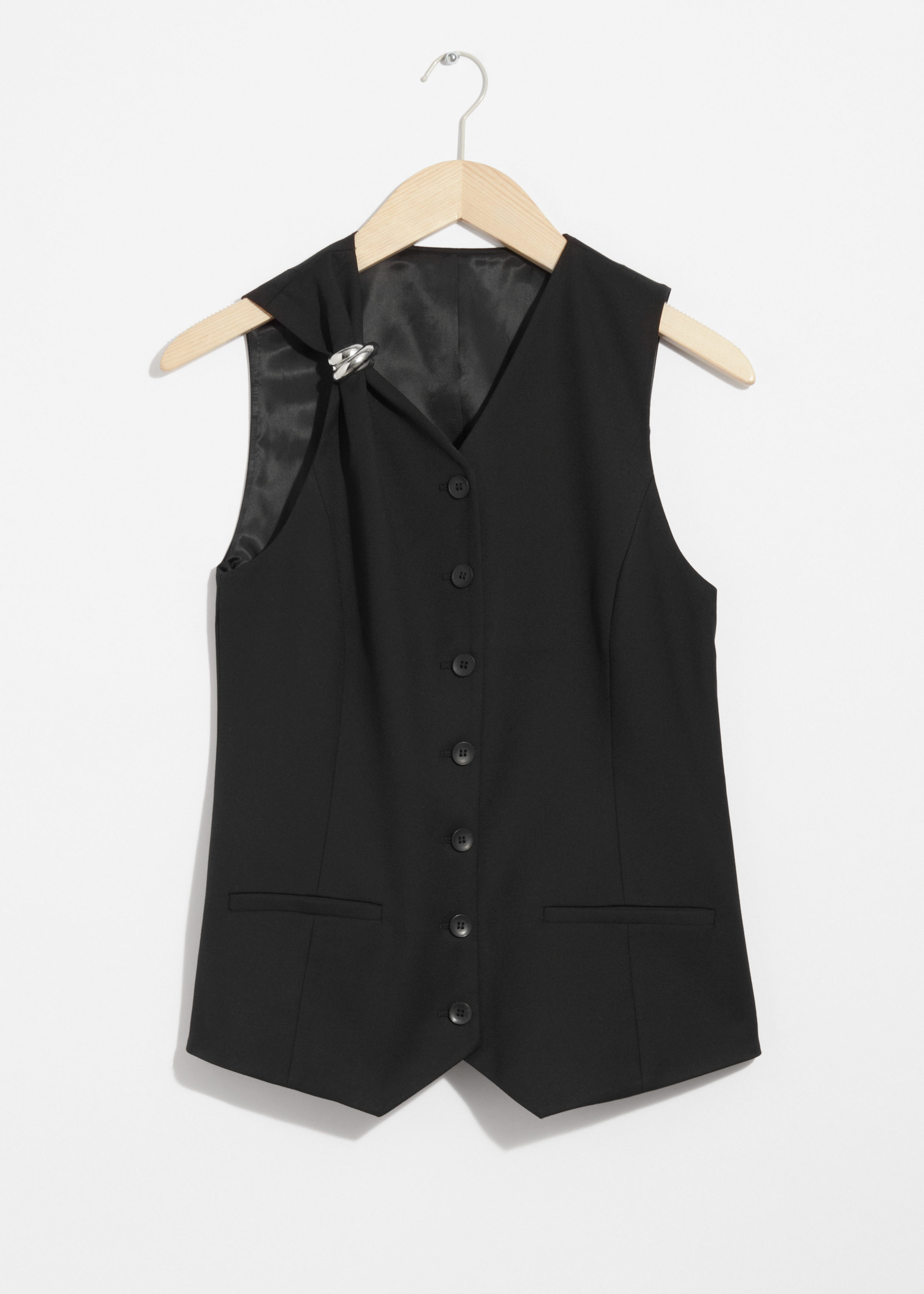 トップス theredthread S ring tailored vest black Ring-Detailed Waistcoat - Black - Blazers - & Other Stories NL