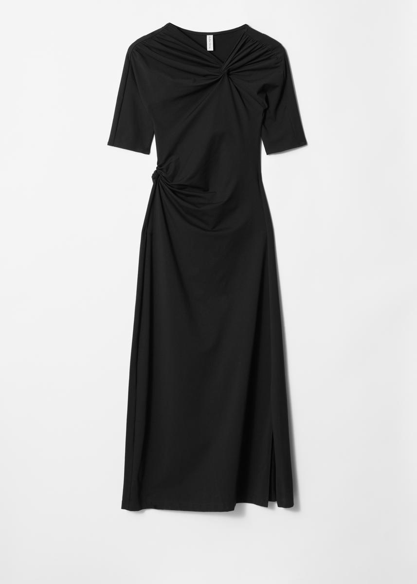 & Other Stories Ruched Midi Dress In Black