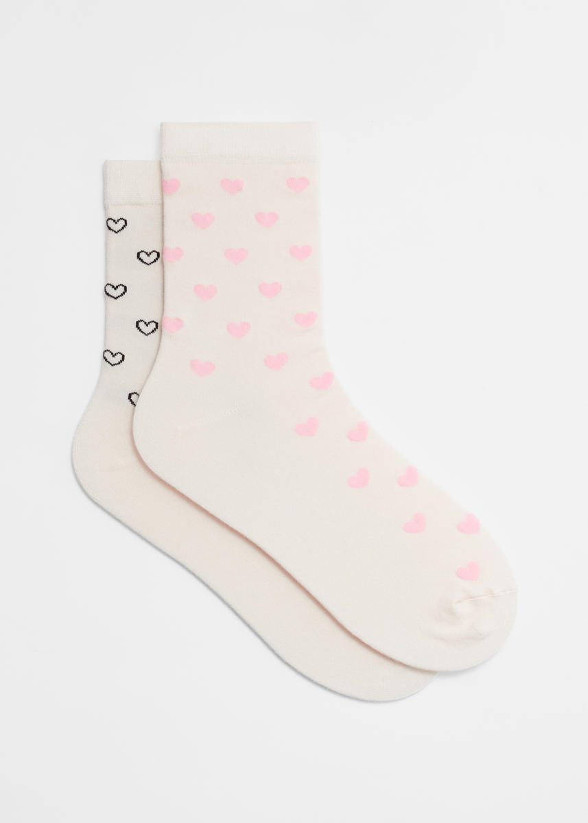 & Other Stories 2-pack Heart Motif Socks In White