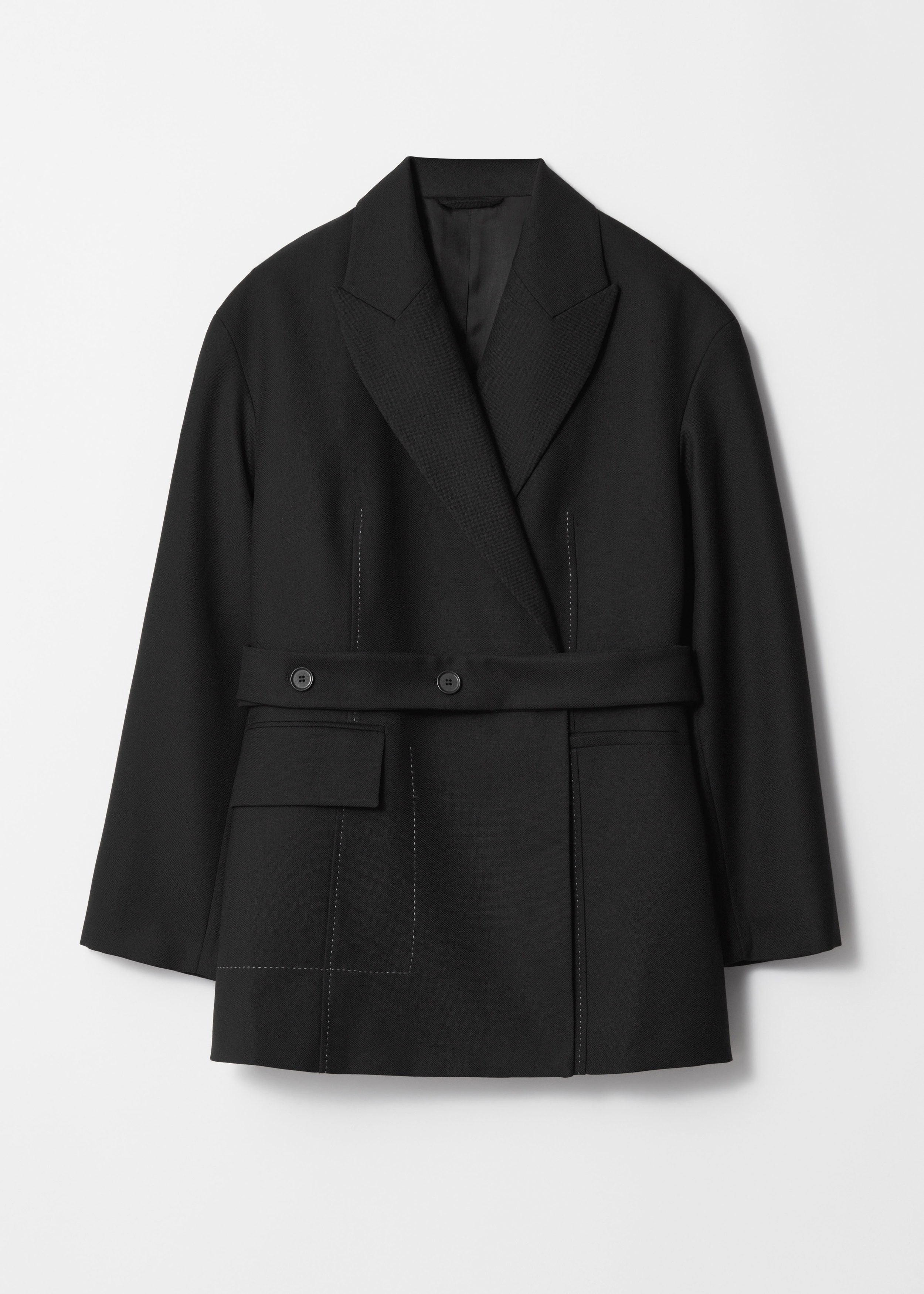 Belted Wool Blazer Black Blazers Other Stories NO