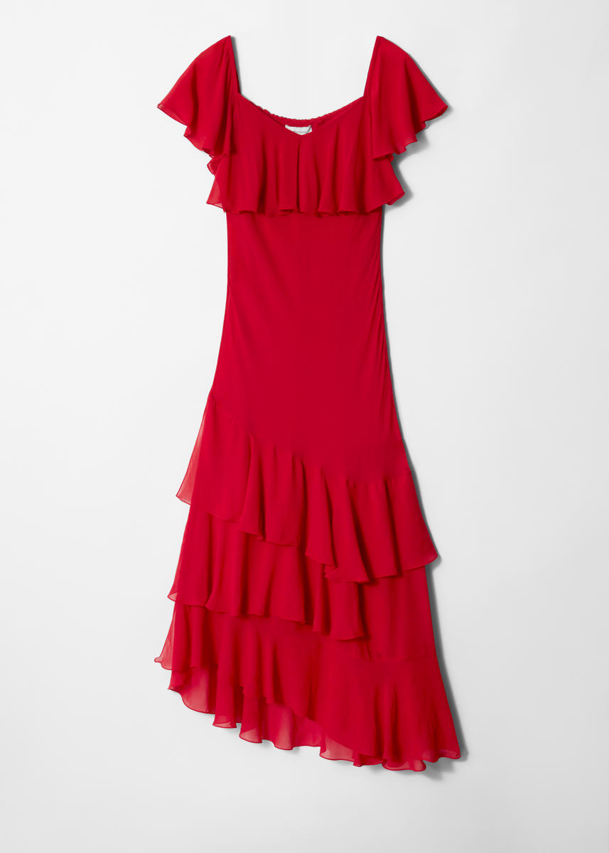 & Other Stories Ruffle Maxi Dress In Red